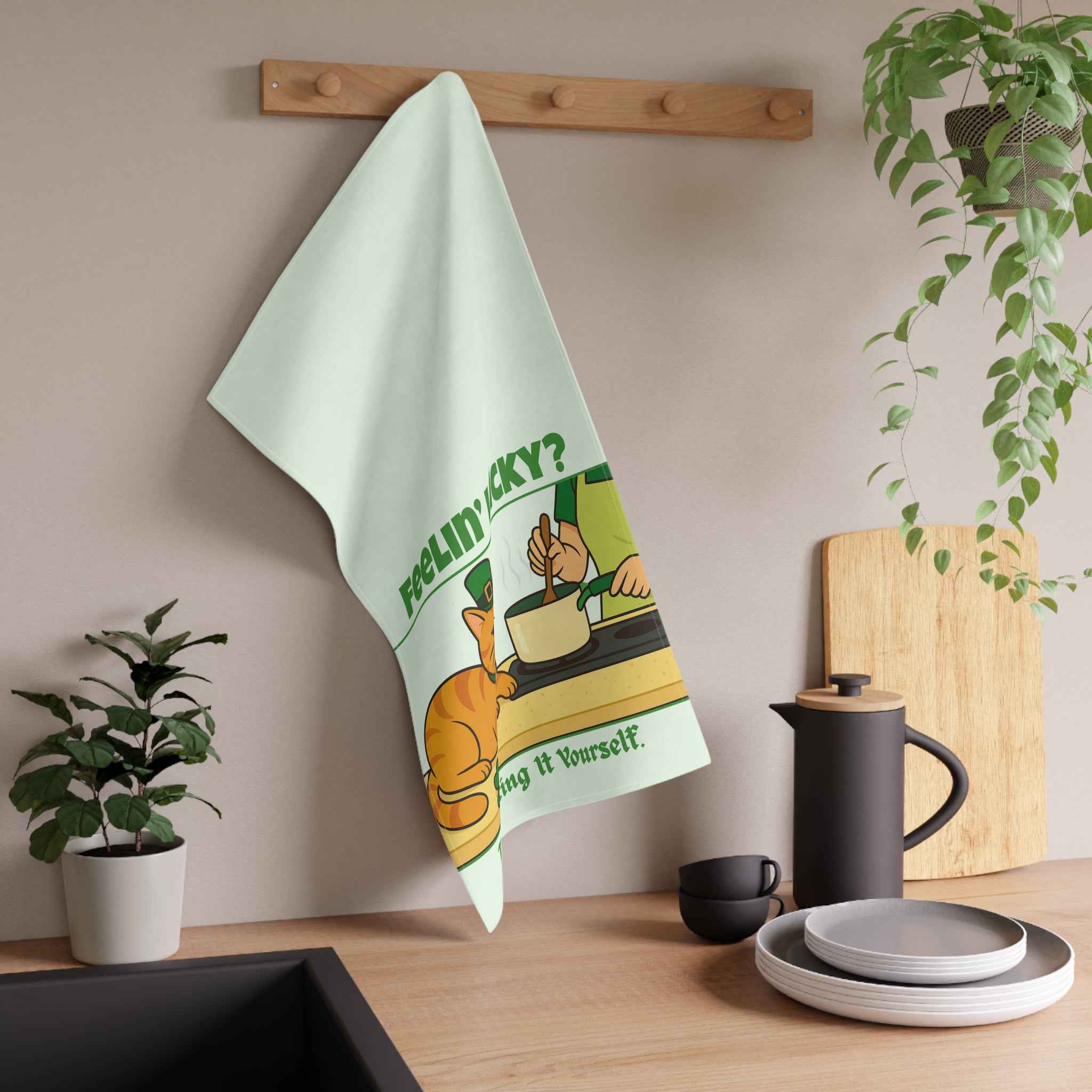 Feelin’ Lucky? – St. Patrick’s Day Cat Tea Towel