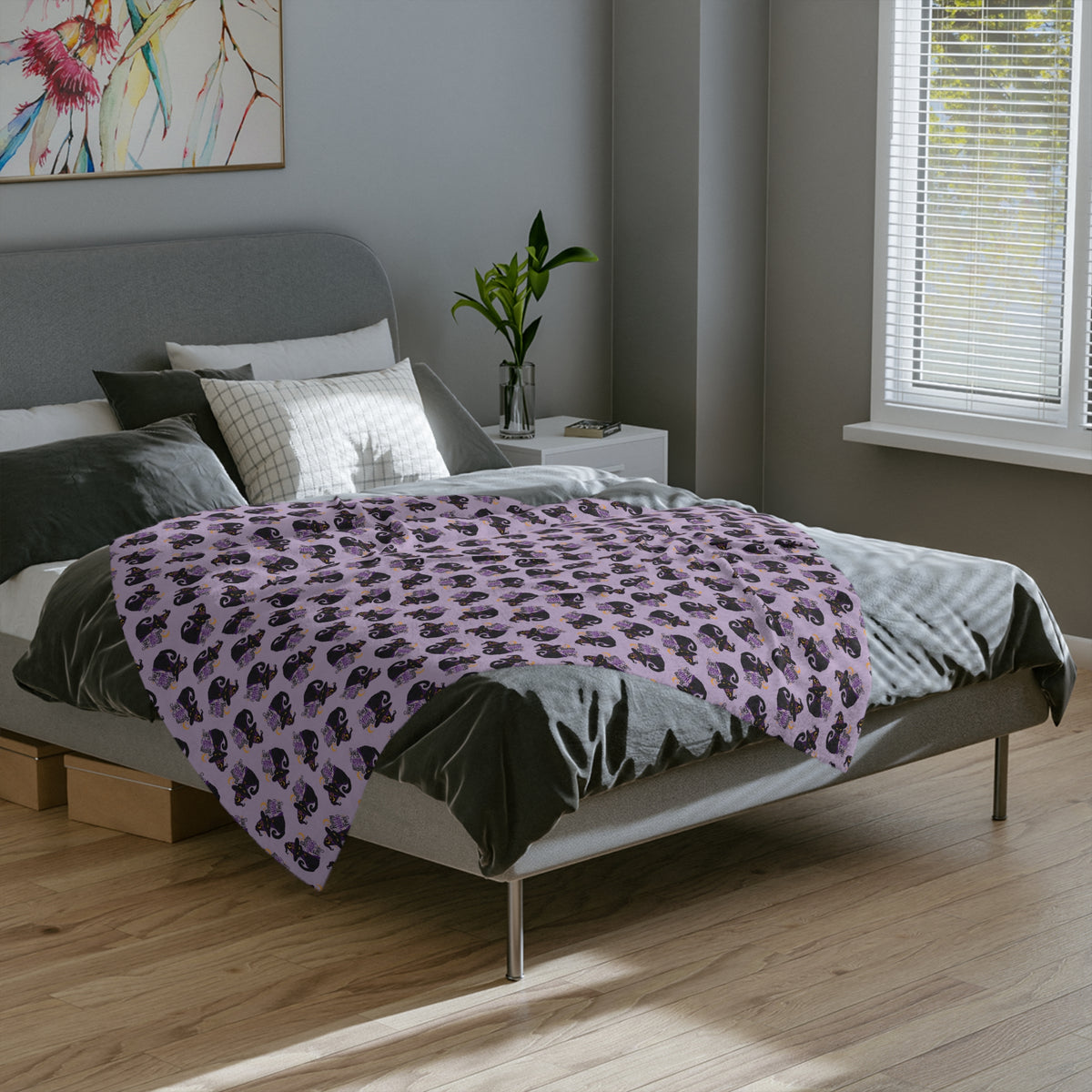 Resting Witch Face Black Cat Velveteen Blanket