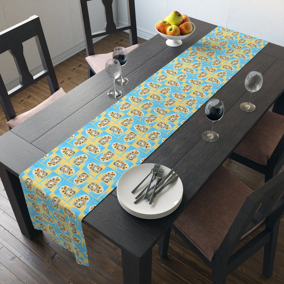 Whimsical Sunflower Kitty Table Runner