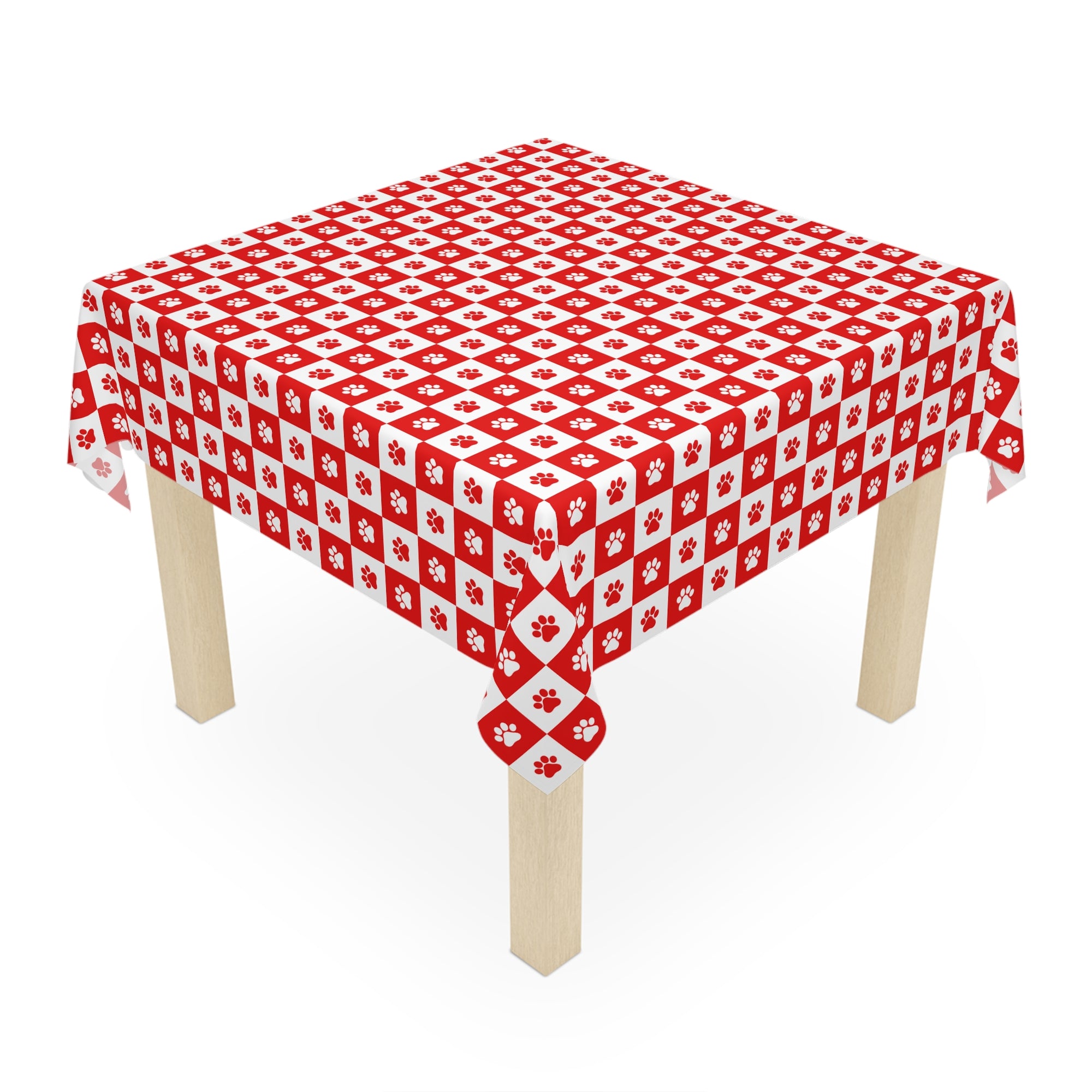 Red & White Paws Tablecloth