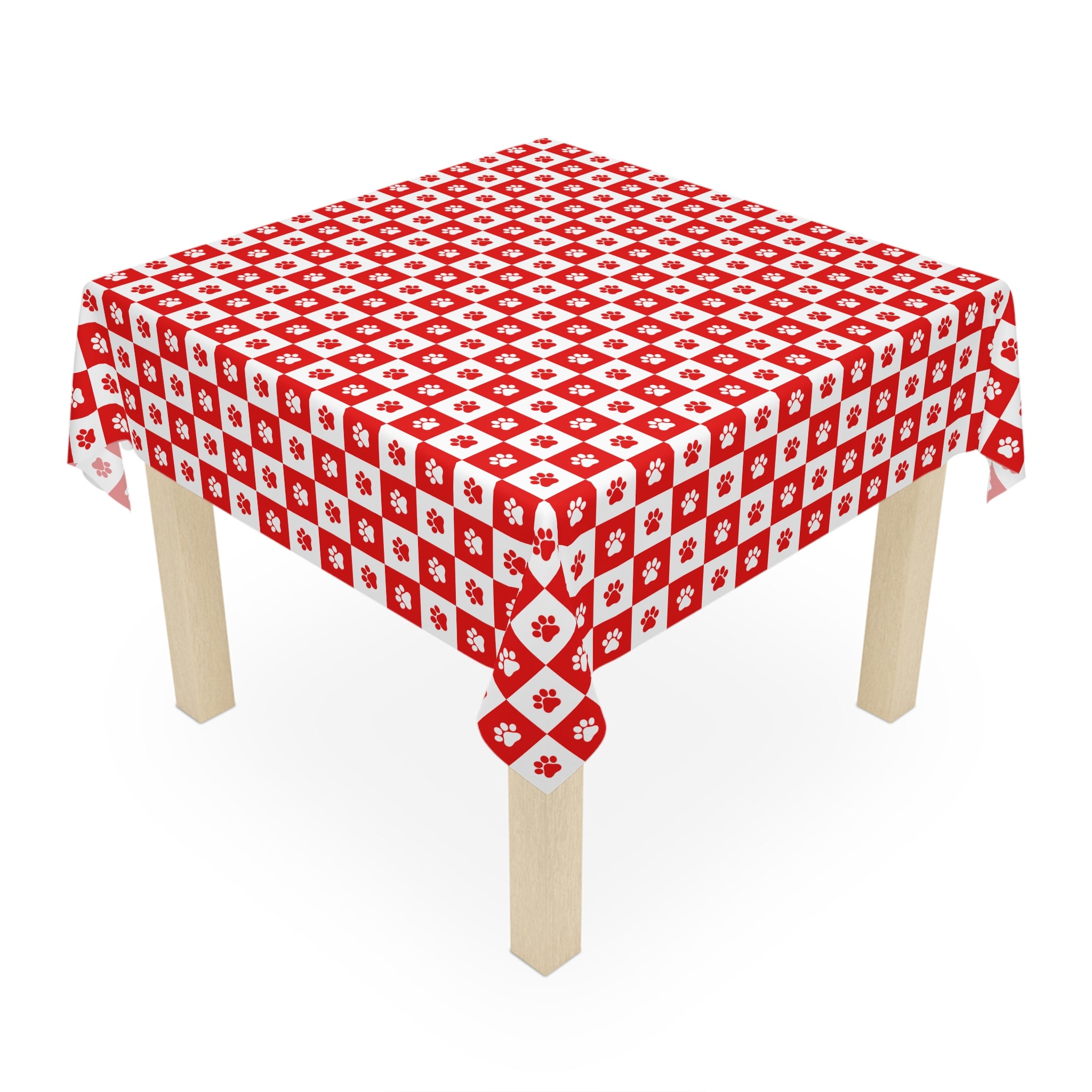 Red & White Paws Tablecloth - EpiAl's Shop