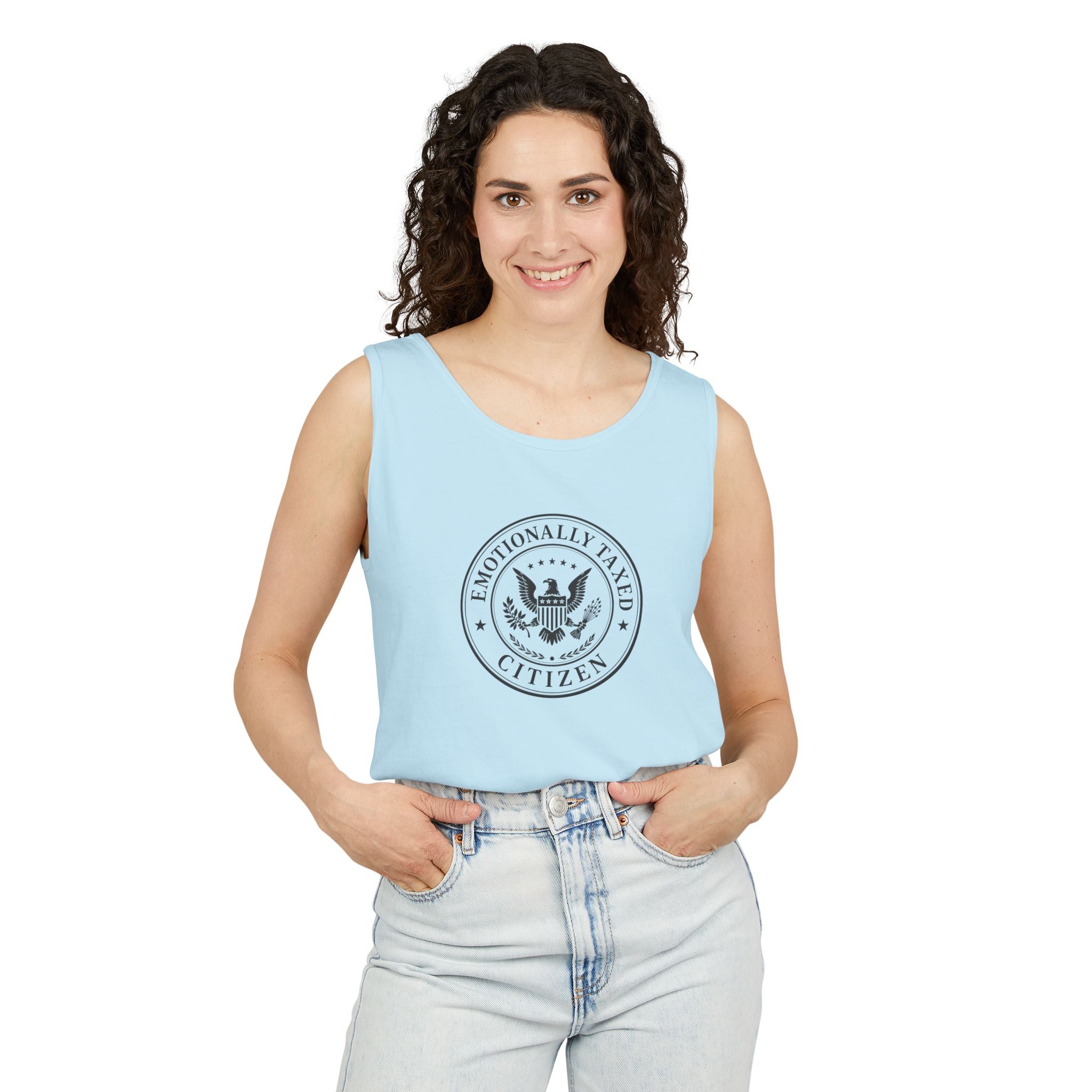 Emotionally Taxed Citizen Garment-Dyed Tank Top | Vintage Parody Cotton Tank