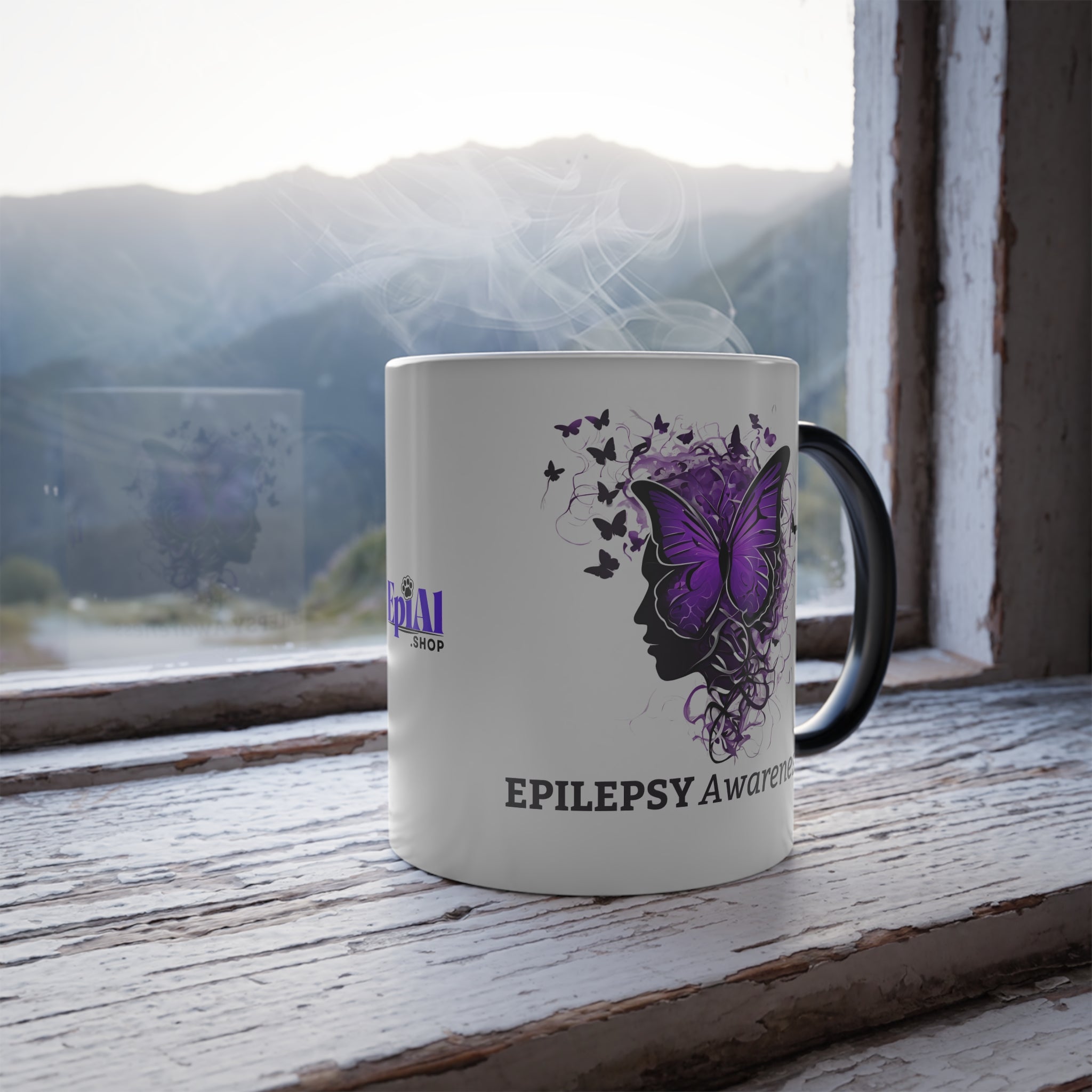 Photo depicting the ​Epilepsy Awareness Color Morphing Mug, 11oz from EpiAl's Shop.