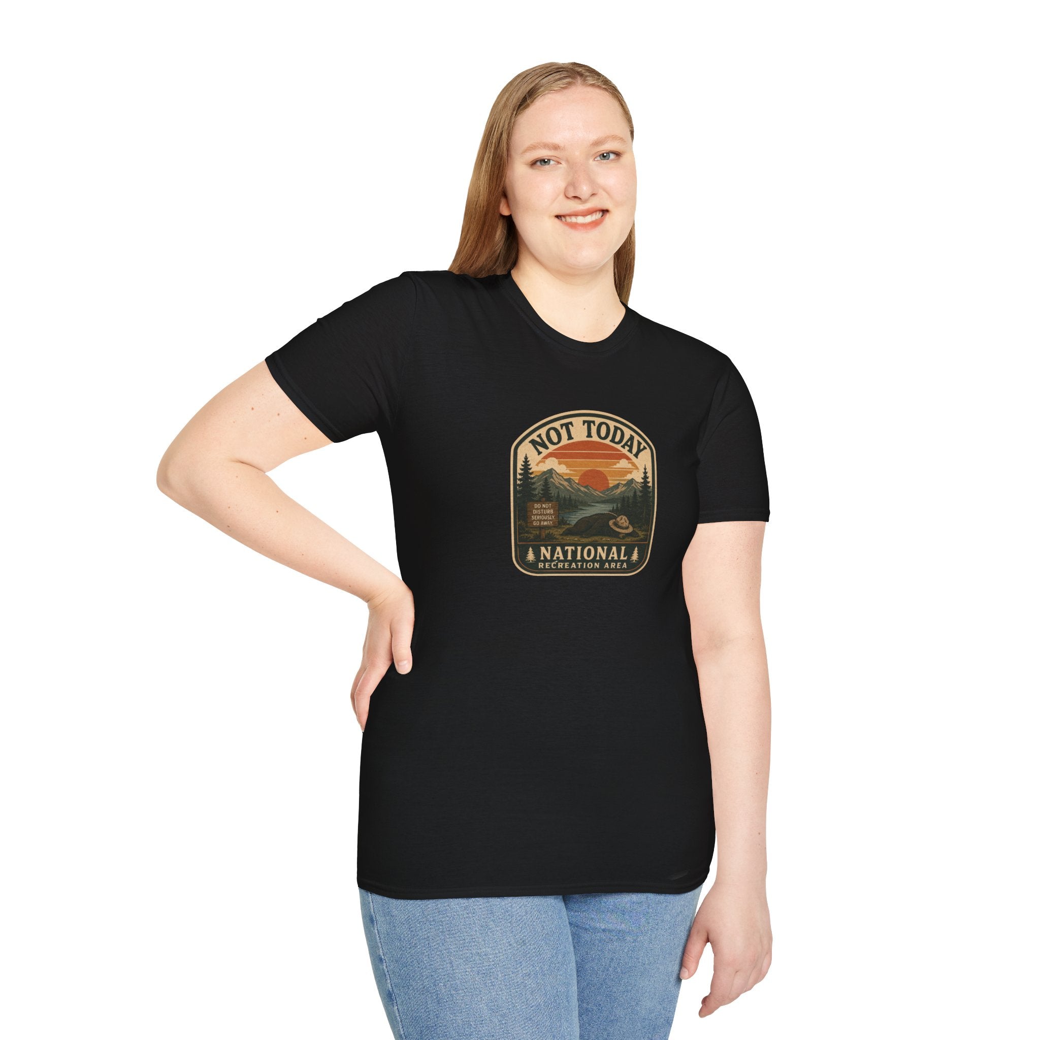 Not Today National Recreation Area Unisex T-Shirt | Funny Retro Outdoors Graphic Tee