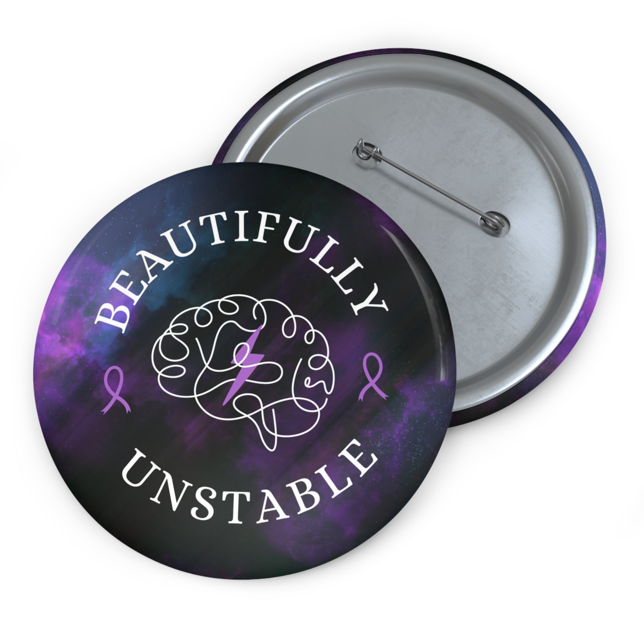Beautifully Unstable Epilepsy Awareness Galaxy Pinback Button