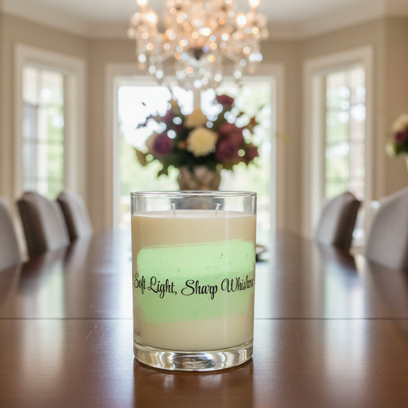 Soft Light, Sharp Whiskers – Cat Lover Scented Glass Candle