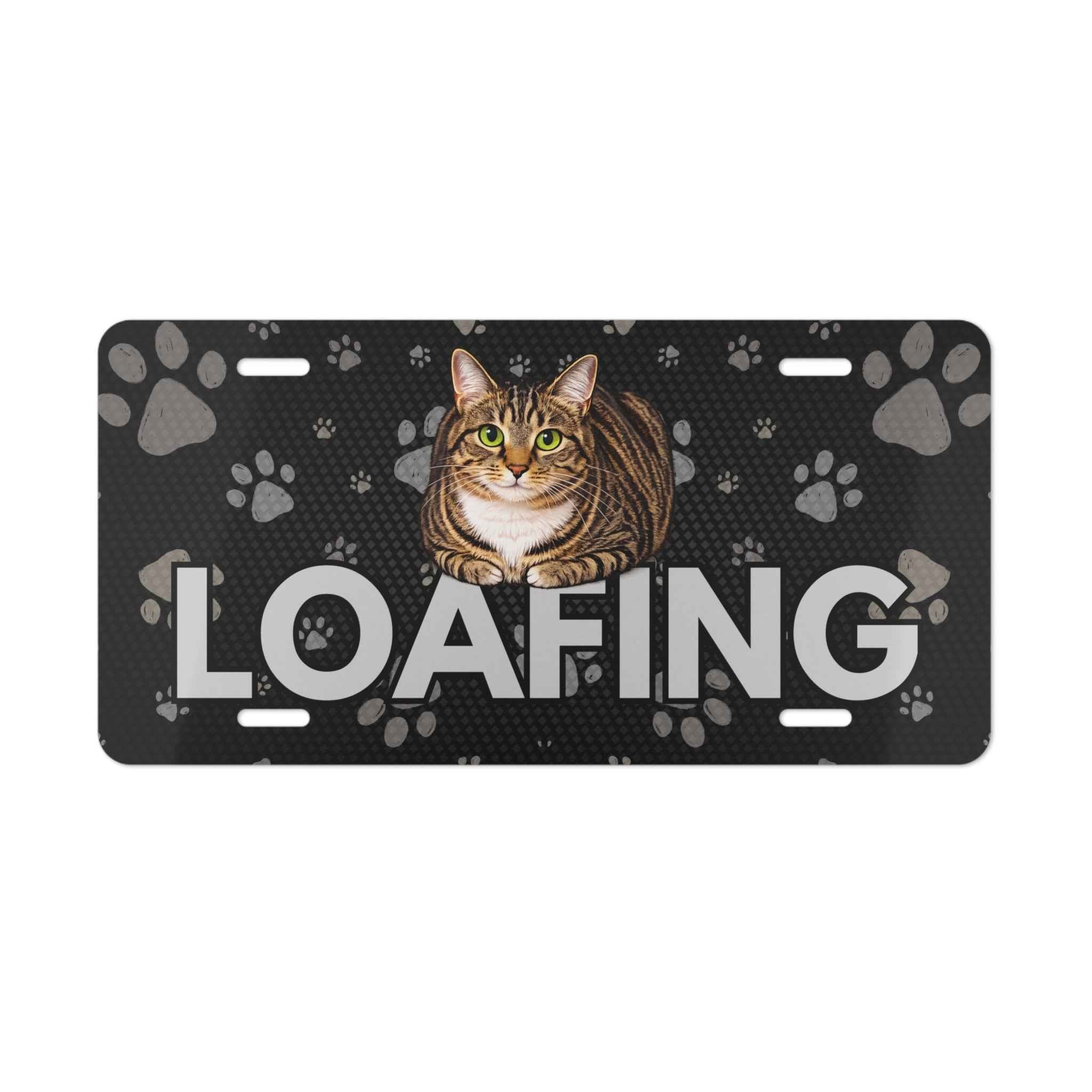 LOAFING Cat Vanity Plate – Funny Cat Lover Aluminum License Plate Sign