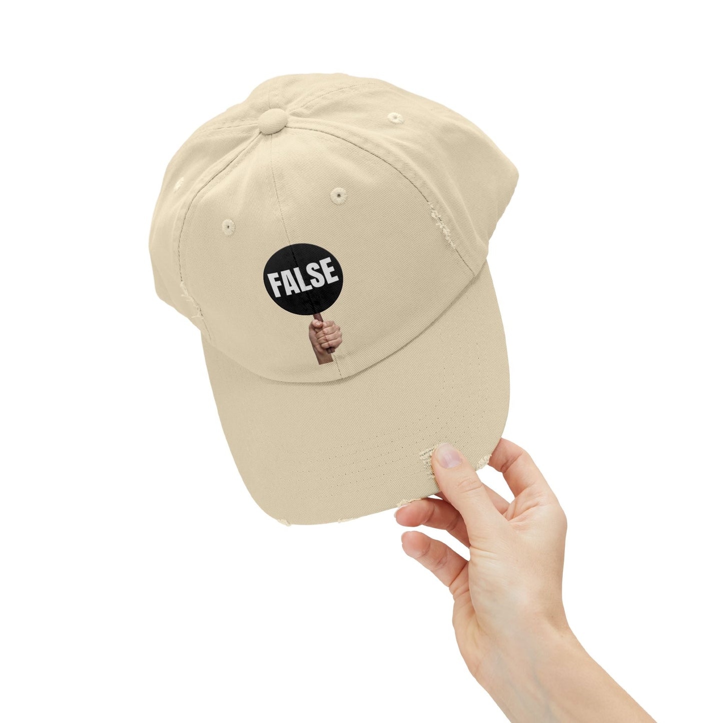 False Sign Unisex Distressed Cap Printify