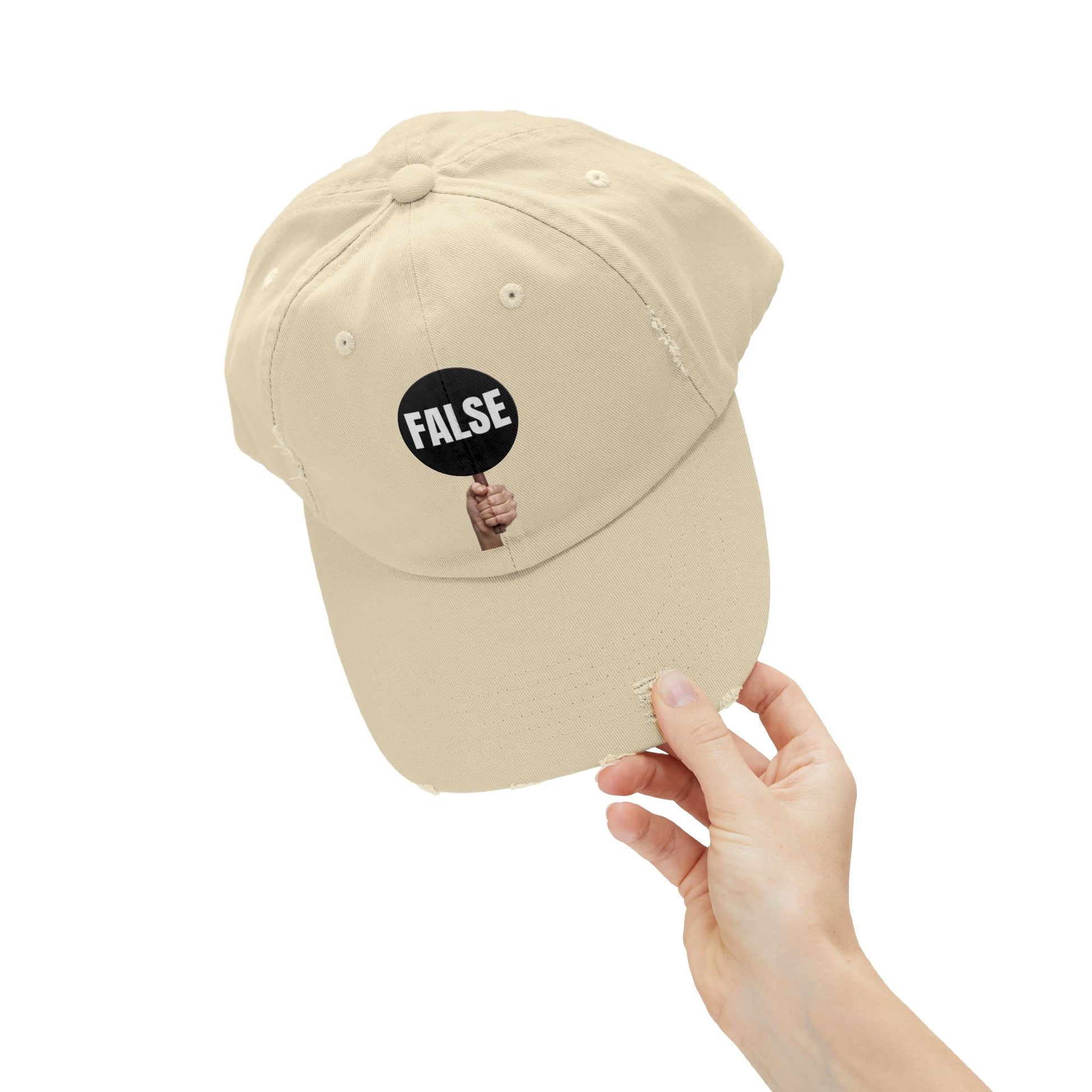 False Sign Unisex Distressed Cap Printify