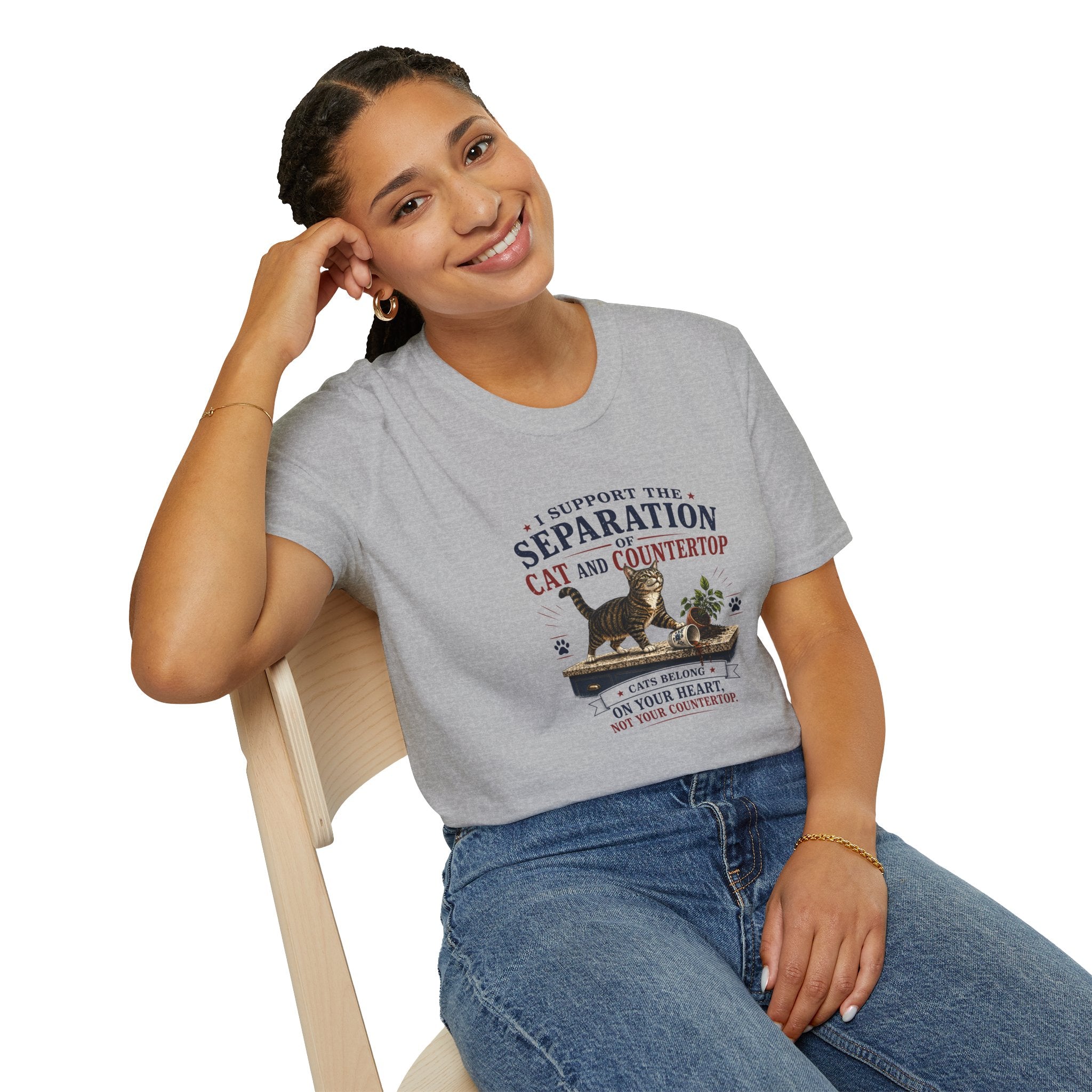Separation of Cat and Countertop T-Shirt | Funny Cat Lover Tee