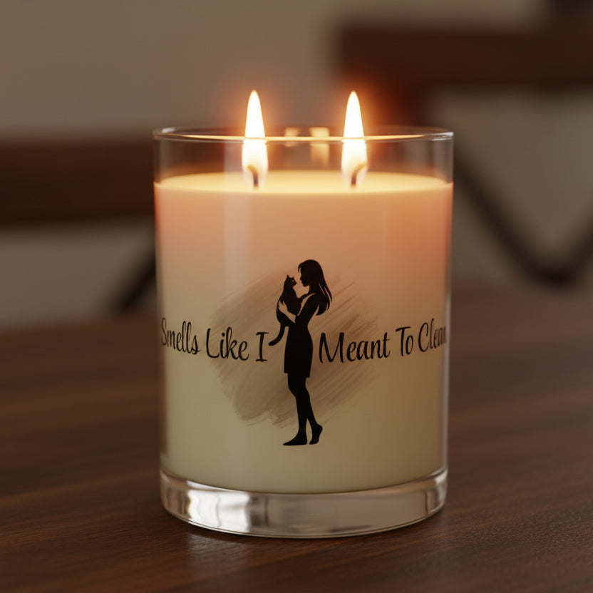 Smells Like I Meant To Clean – Funny Cat Lover Glass Candle
