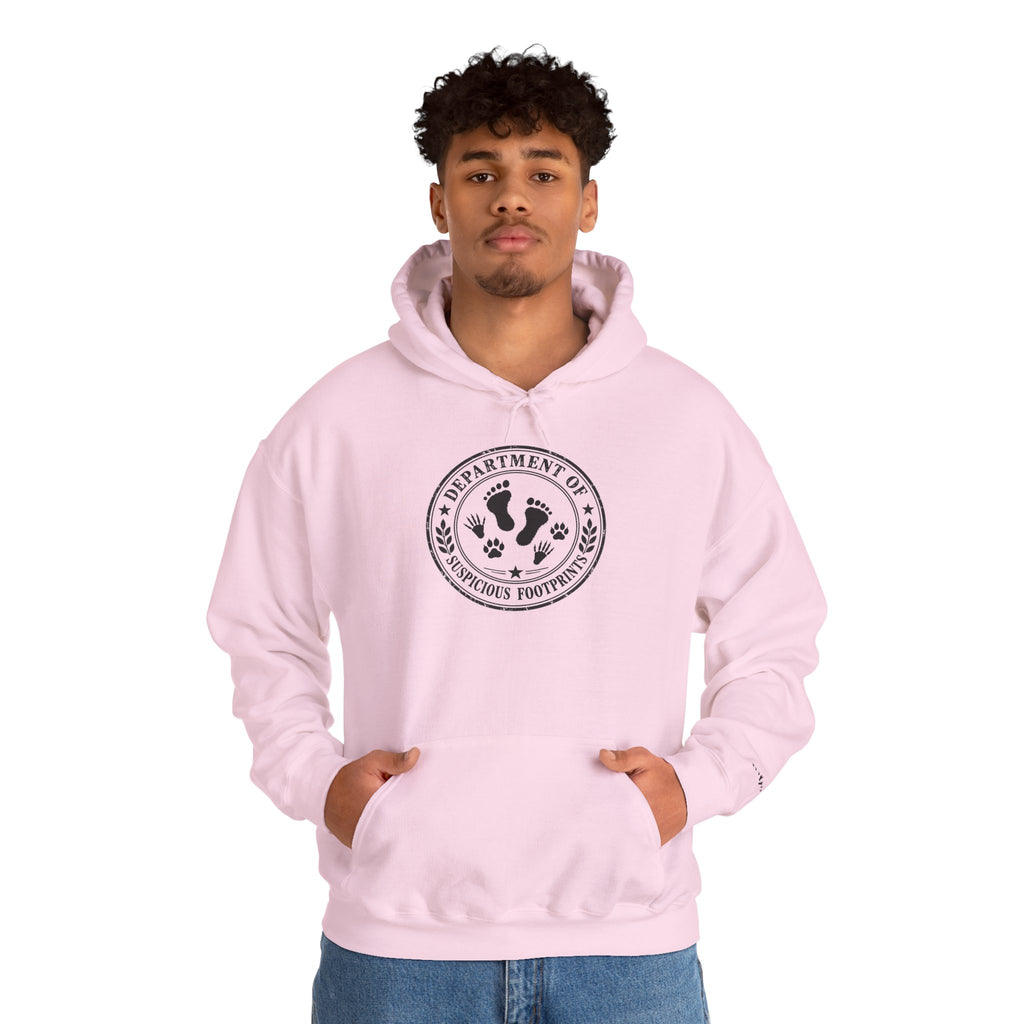 Department of Suspicious Footprints Hoodie | Bigfoot, Raccoon & Cat Cryptid Sweatshirt