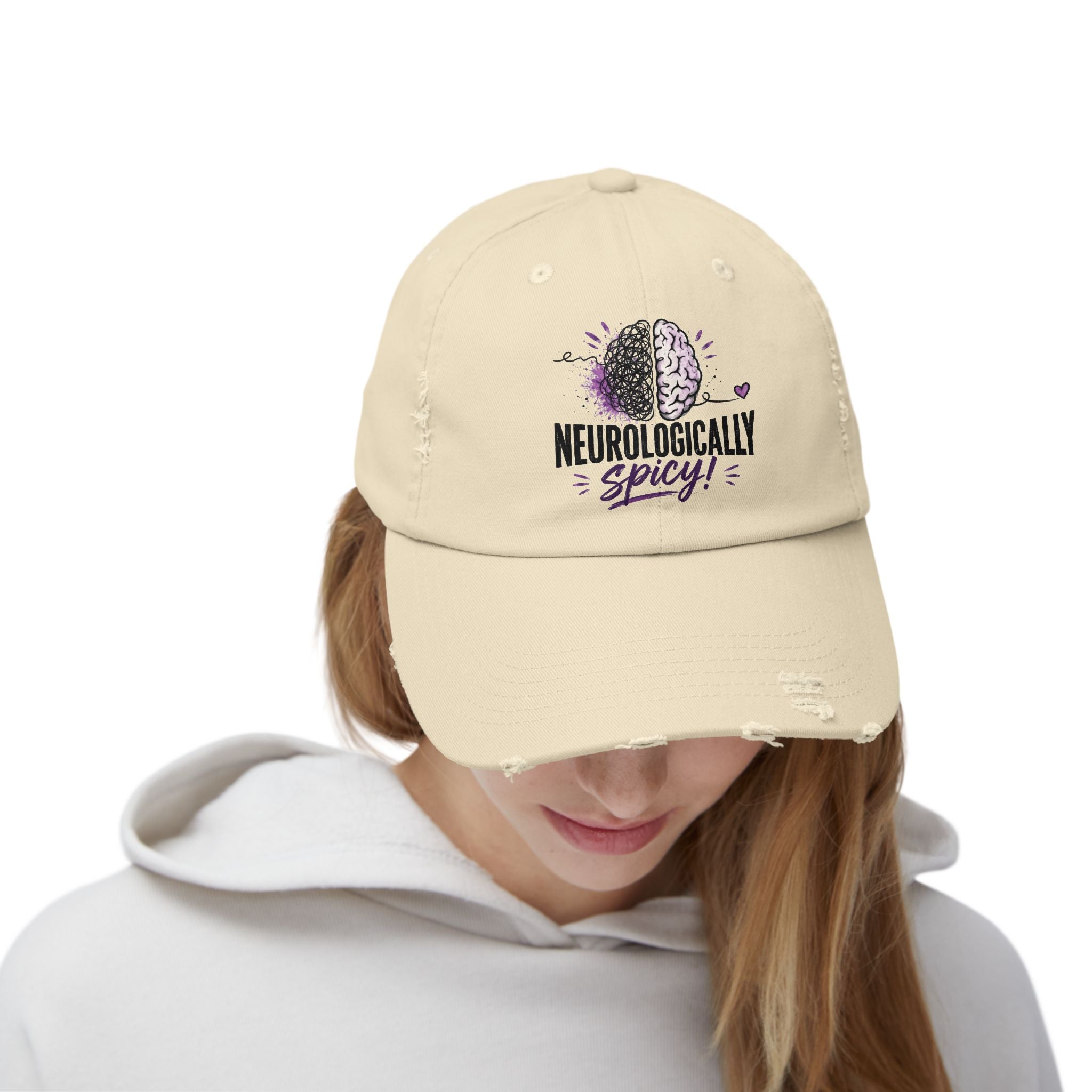 Neurologically Spicy Distressed Cap | Epilepsy Awareness Brain Hat