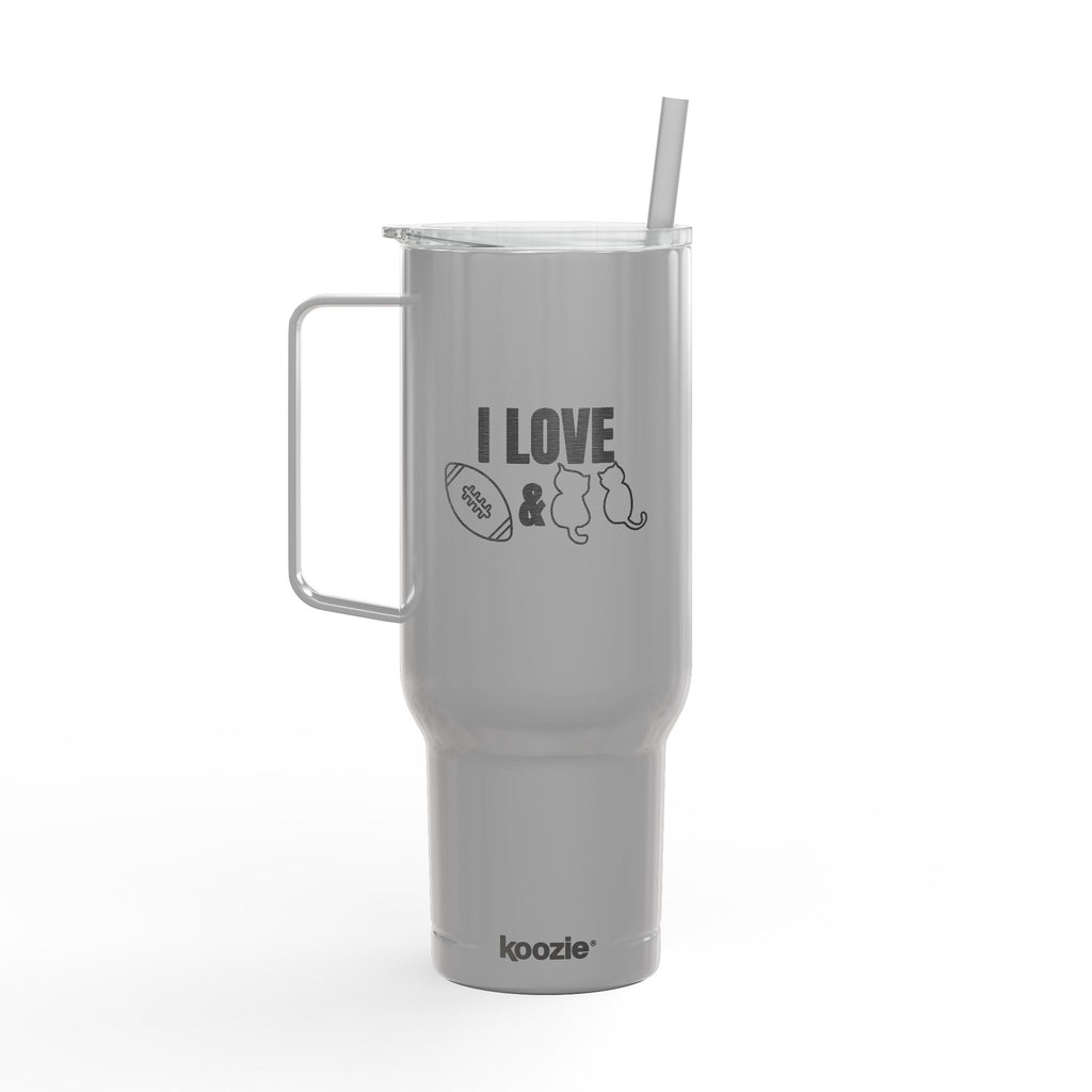 Love Football & Cats Engraved Insulated Travel Tumbler