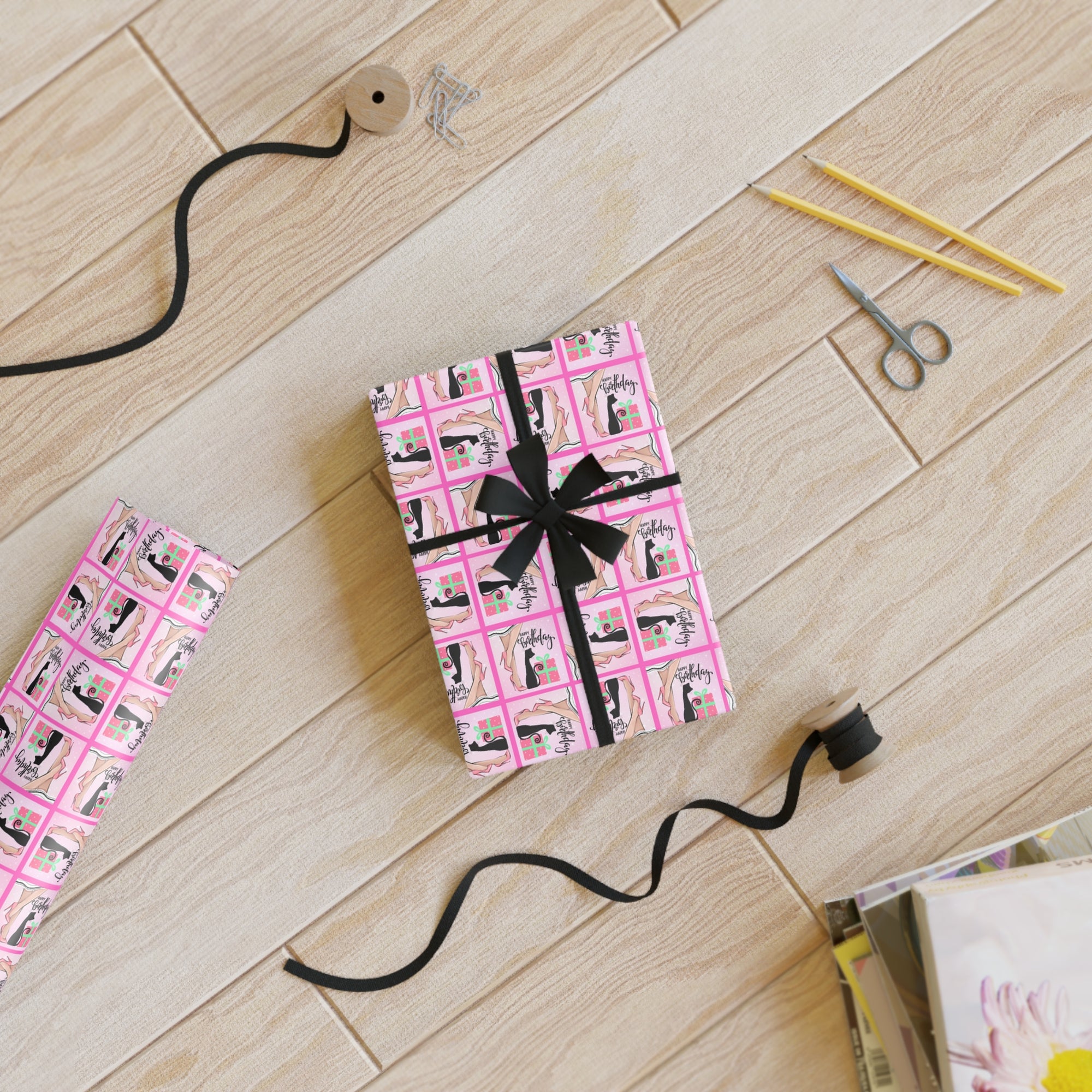 Charming Cat Lady Birthday Gift Wrapping Paper Roll