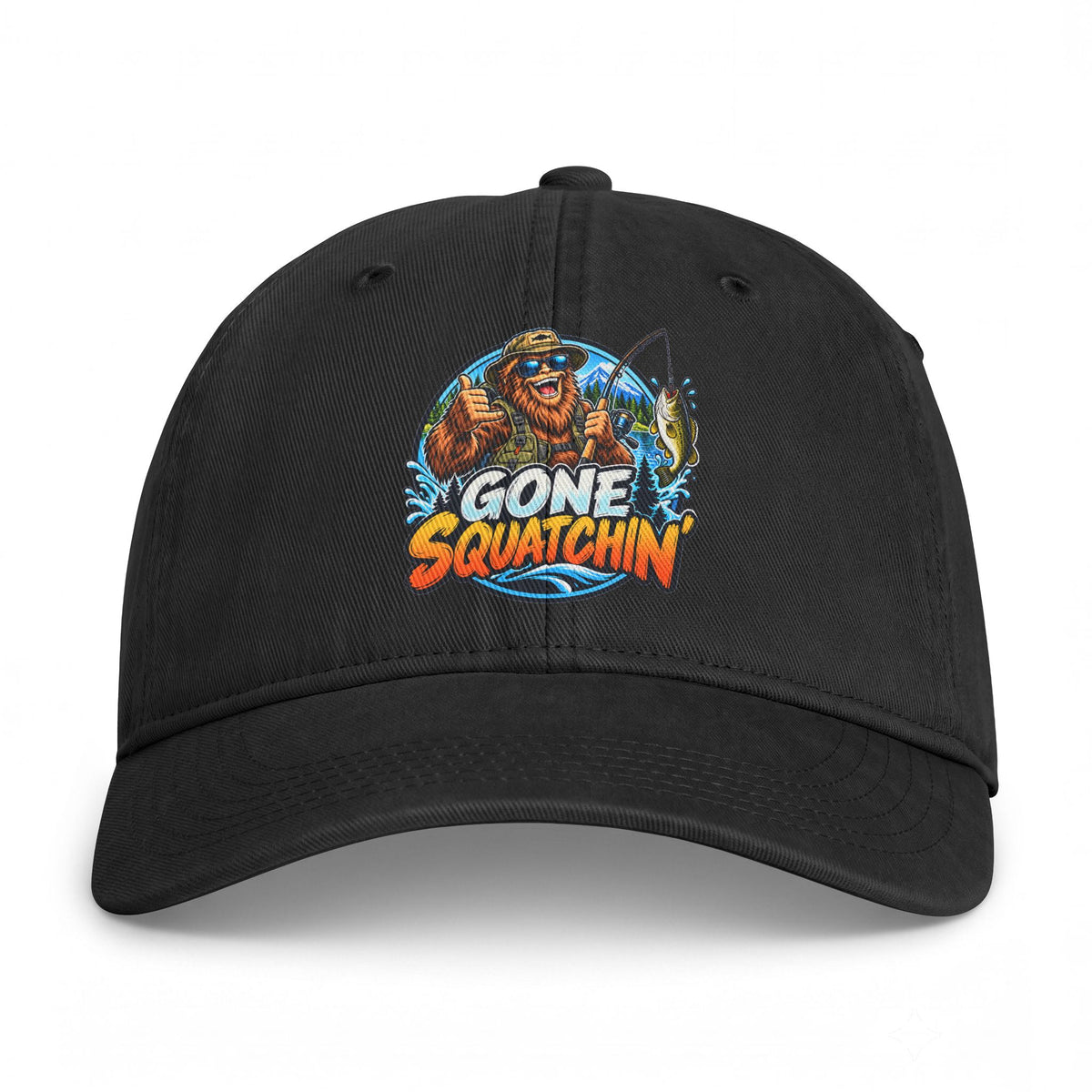 Gone Squatchin' Bigfoot Fishing Hat | Embroidered Sasquatch Cap