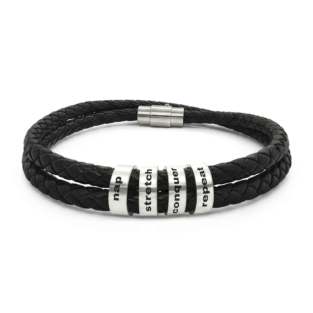 Nap Stretch Conquer Repeat Leather Bracelet