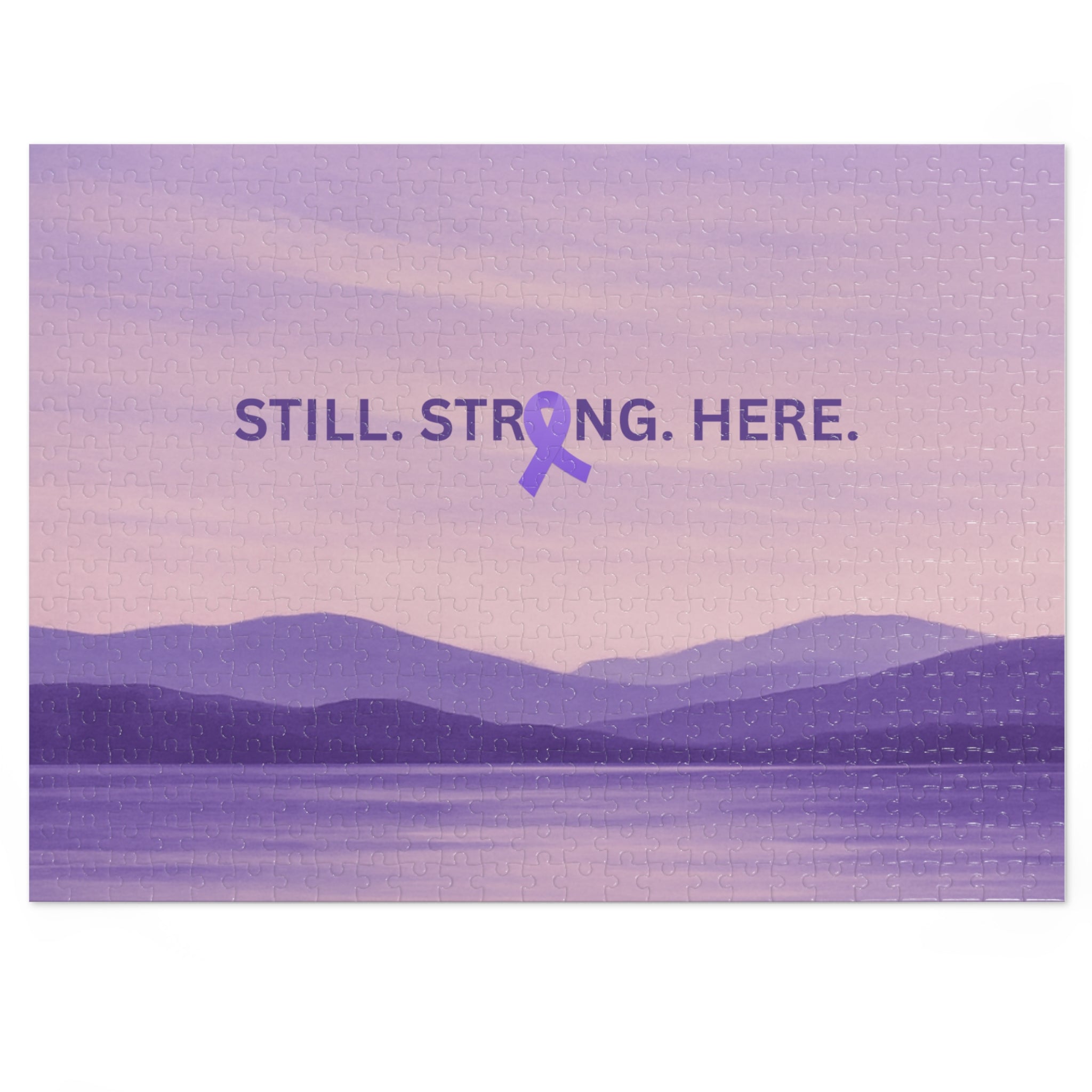 “Still. Strong. Here.” Epilepsy Awareness Jigsaw Puzzle — Lavender Horizon Design