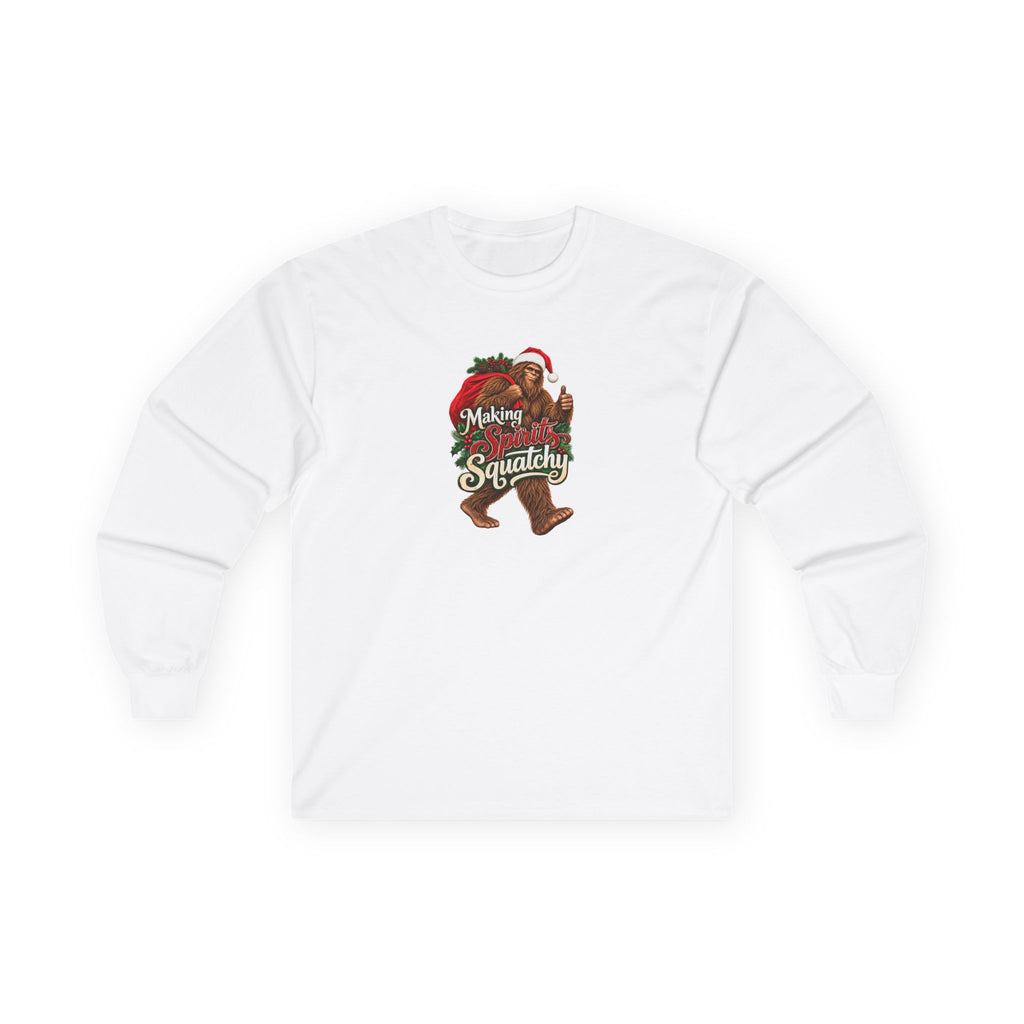 Making Spirits Squatchy Bigfoot Christmas Long Sleeve T-Shirt | Santa Sasquatch Holiday Tee