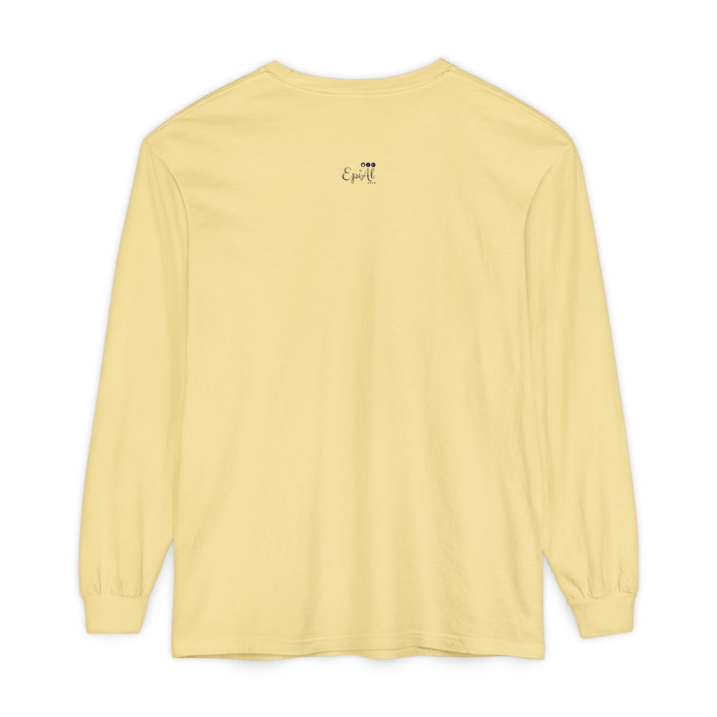 Whimsical Long Sleeve T-Shirt with Giant Cat Design