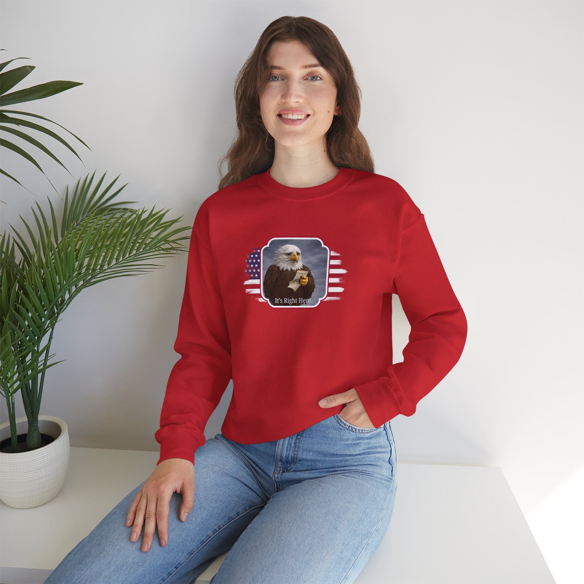 “It’s Right Here” Political Parody Crewneck Sweatshirt