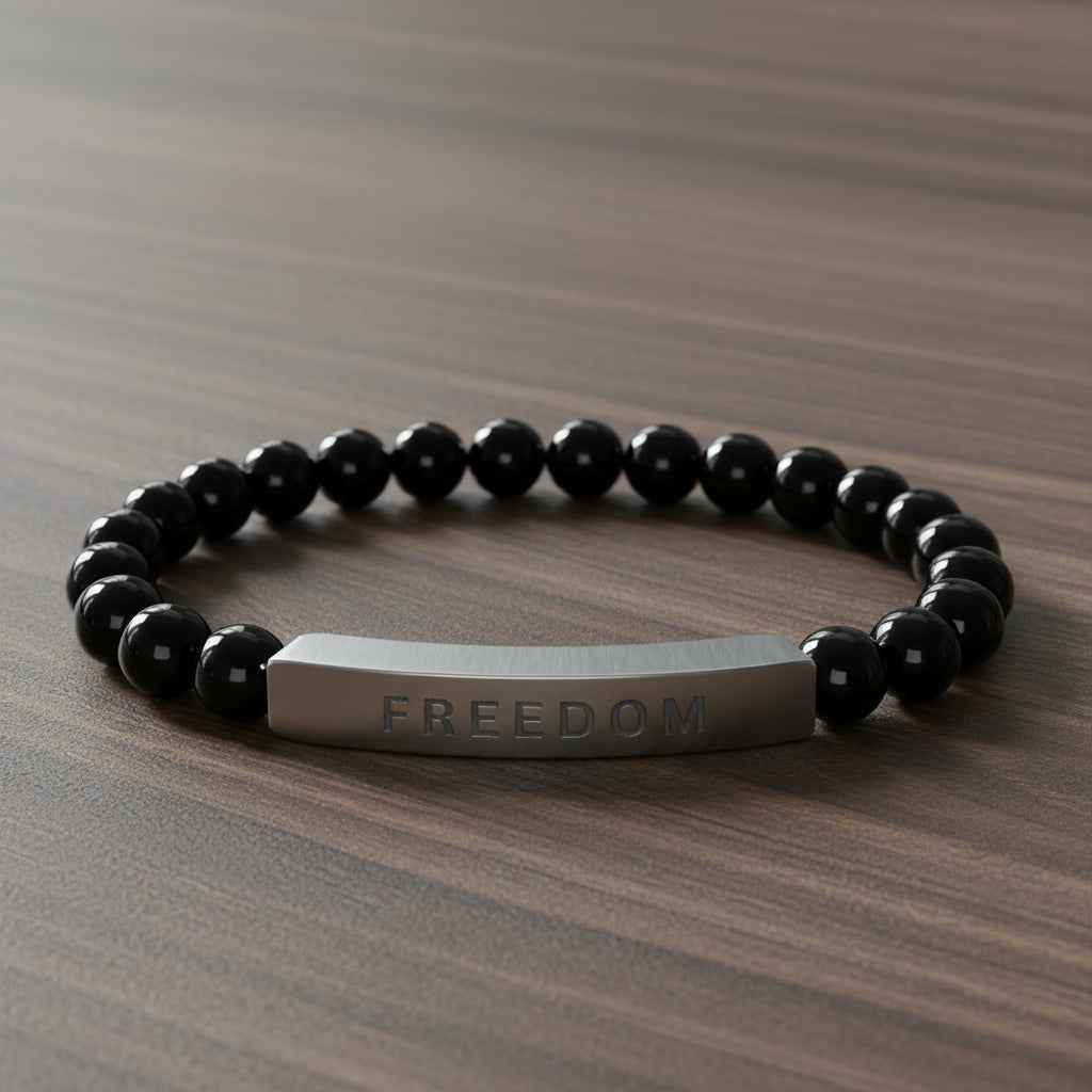 Natural Stone Freedom Bracelet - Stretch Bar Design