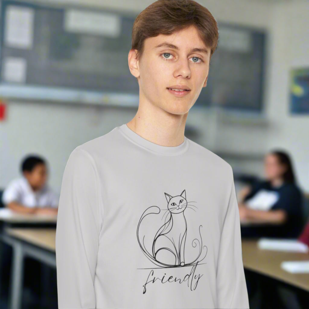 Friendly Cat Youth Long Sleeve Tee