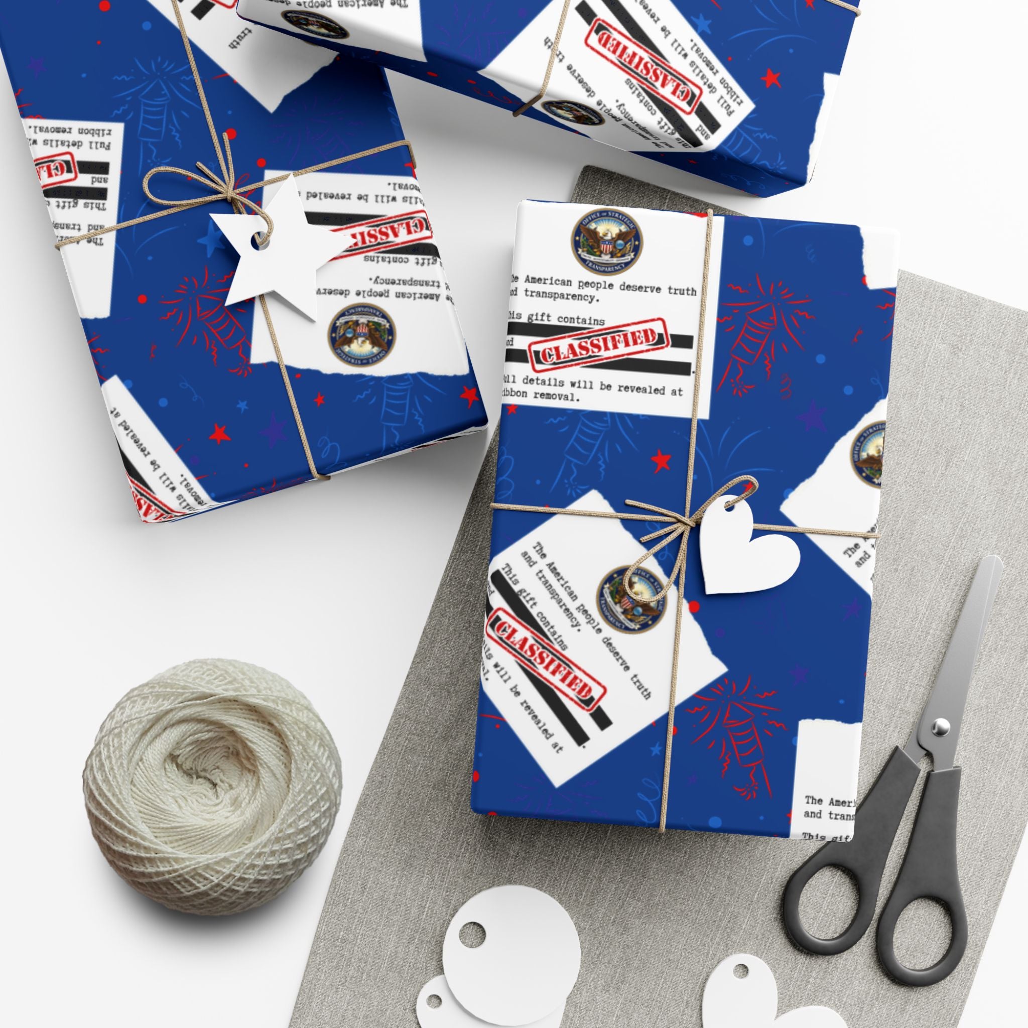 Classified Documents All-Occasion Gift Wrap – Redacted Files Political Satire Wrapping Paper