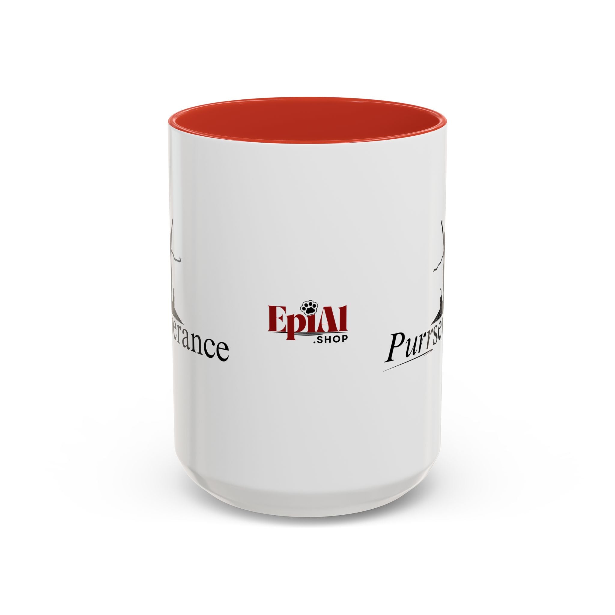 Photo depicting the ​Purrseverance Accent Coffee Mug (11, 15oz) from EpiAl's Shop.