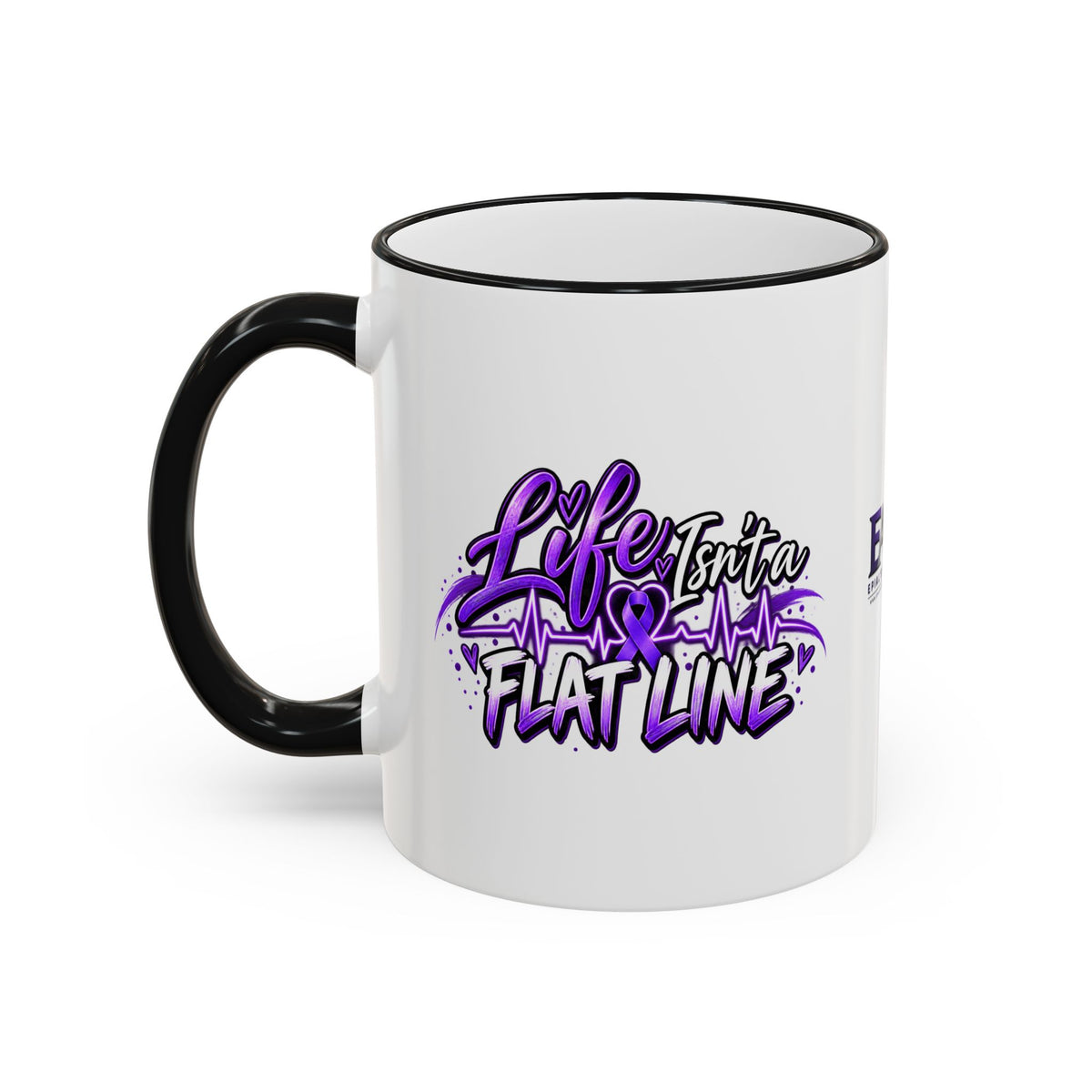 Life Isn’t a Flat Line Epilepsy Awareness Accent Mug — 11/15oz