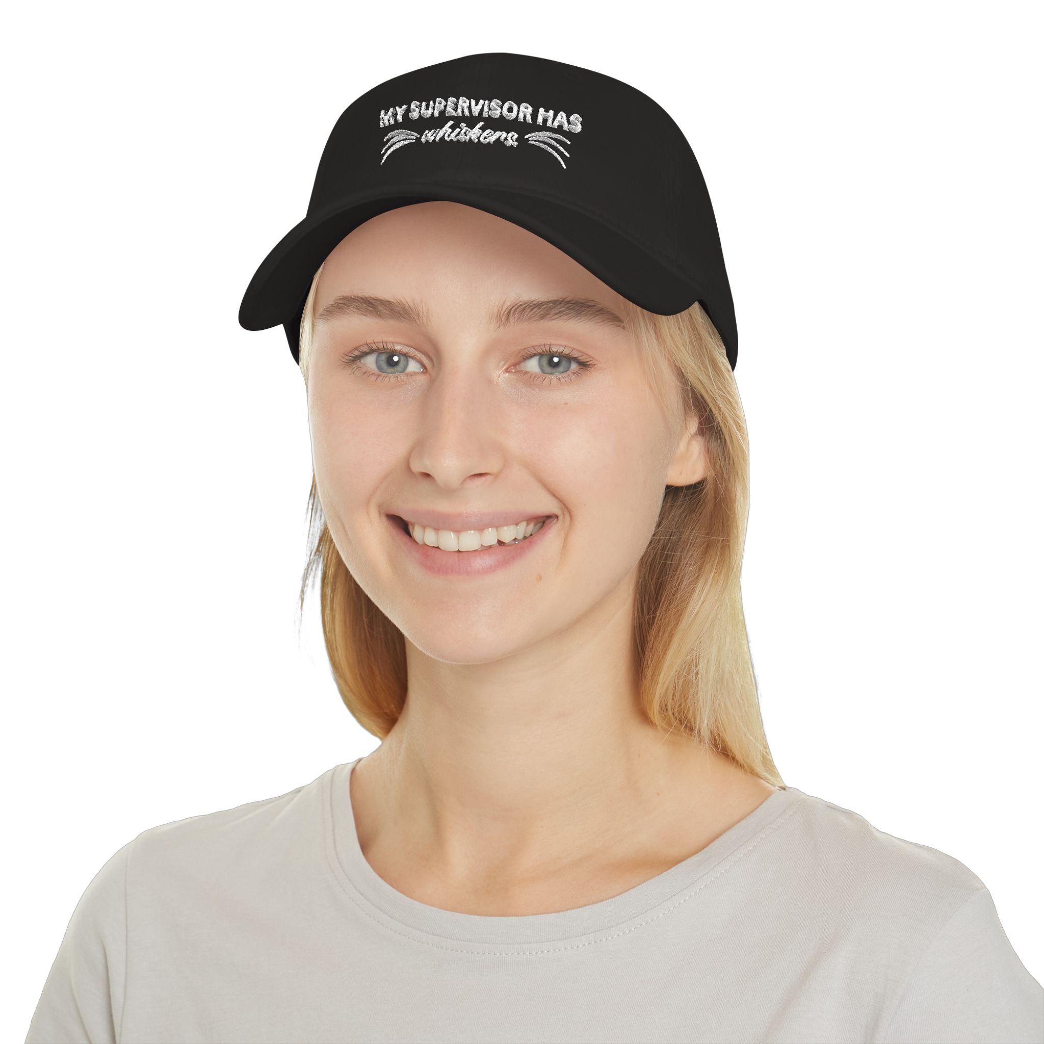 My Supervisor Has Whiskers Embroidered Cat Lover Baseball Cap
