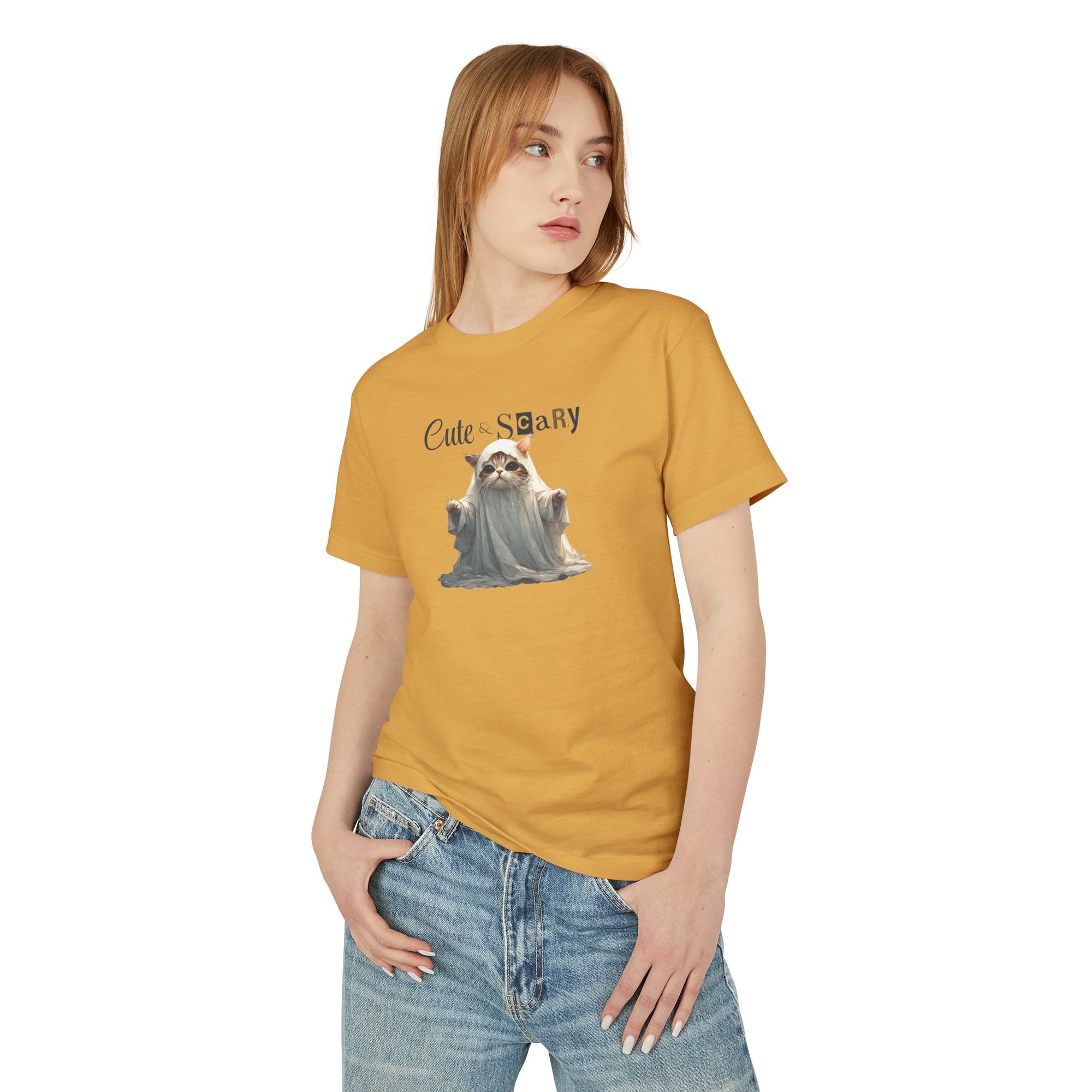 Cute & Scary Ghost Kitty Unisex Tee, Halloween Shirt