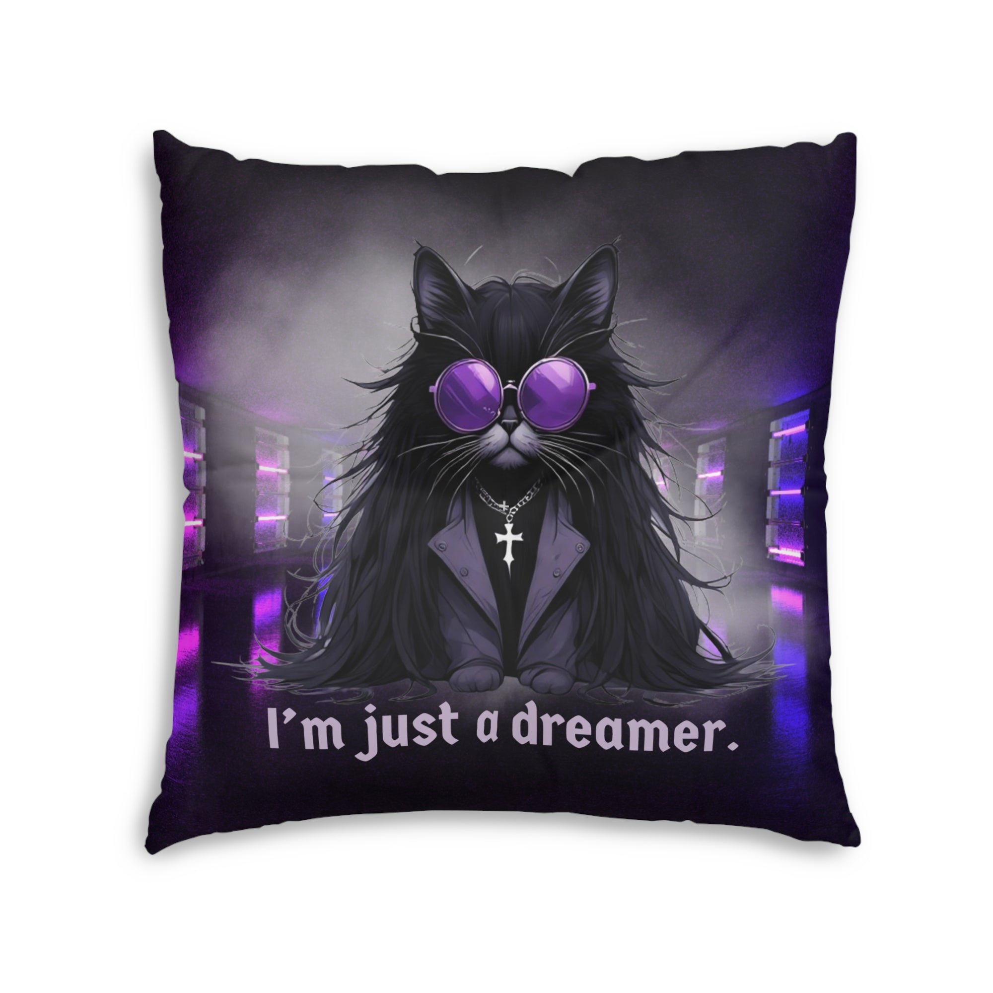 Dreamer Ozzy Cat Tufted Floor Pillow, Square