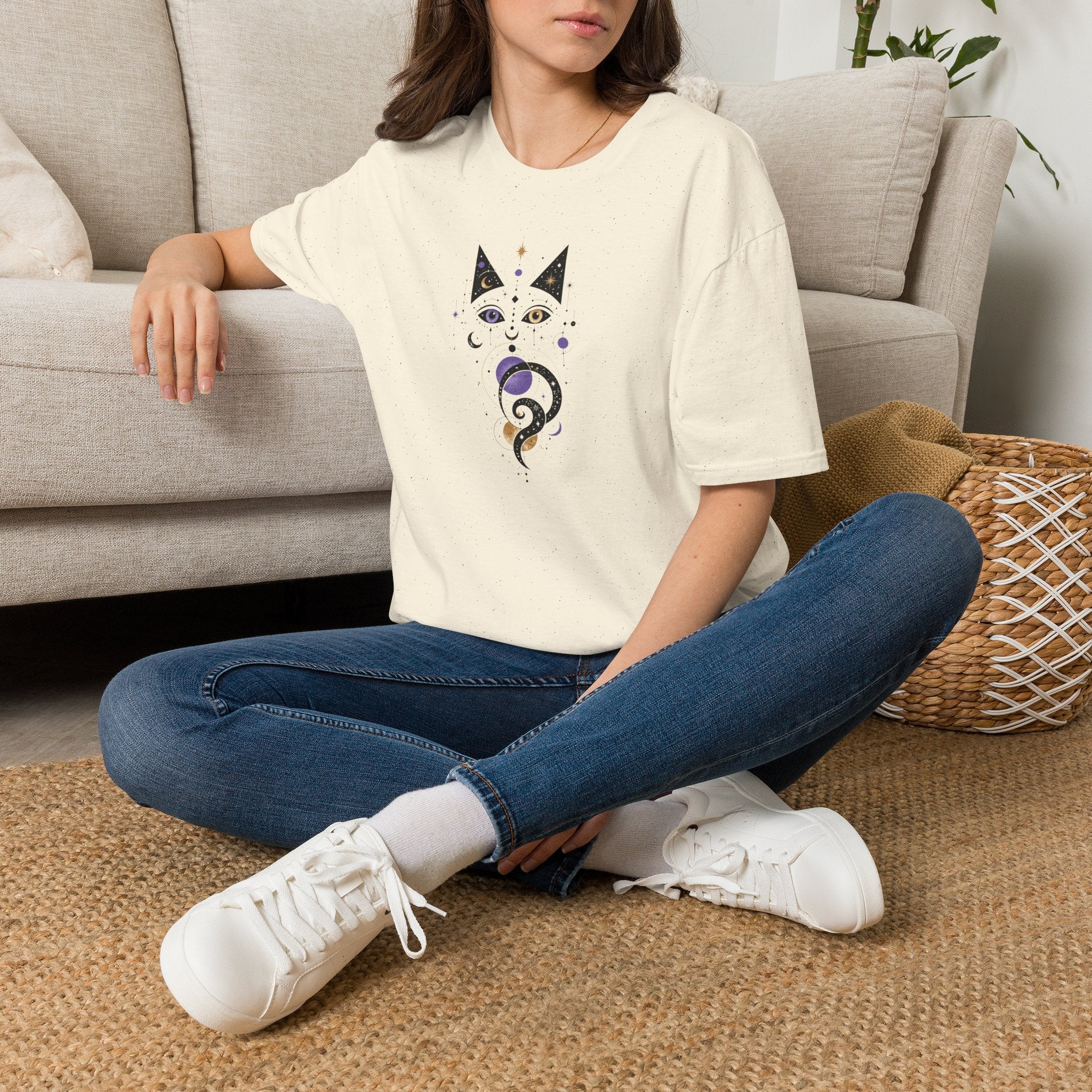 Celestial Cat T-Shirt | Mystical Cosmic Cat Graphic Tee
