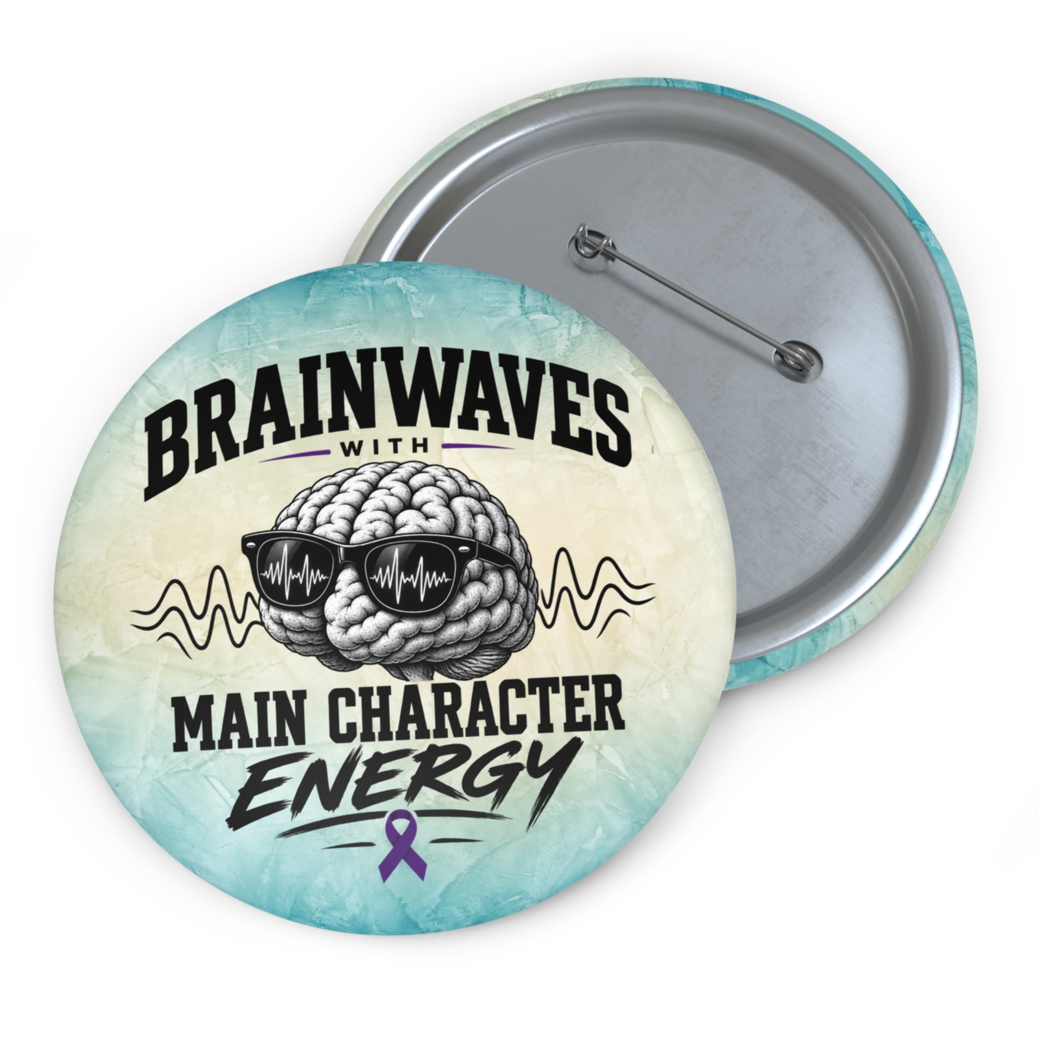 Brainwaves With Main Character Energy Epilepsy Awareness Pinback Button