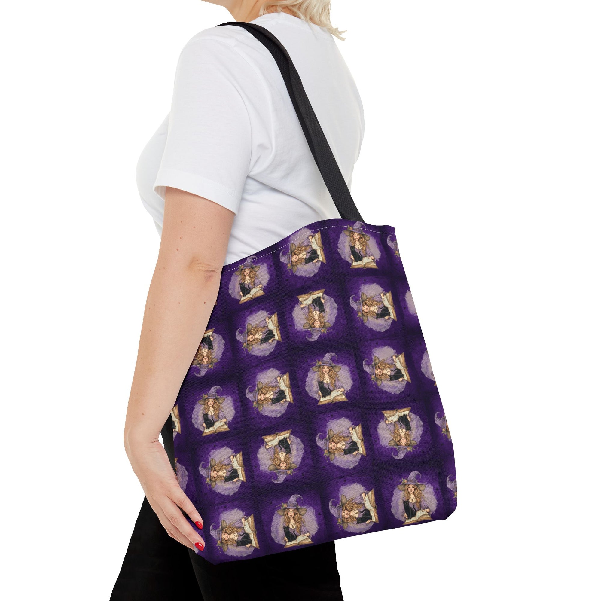 Vibrant Witchy Cat Lady Tote Bag