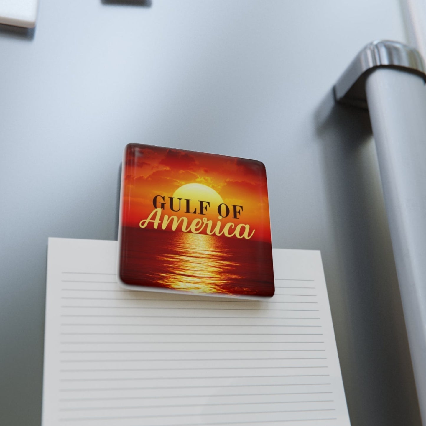 Gulf of America Sunset Square Porcelain Magnet Printify