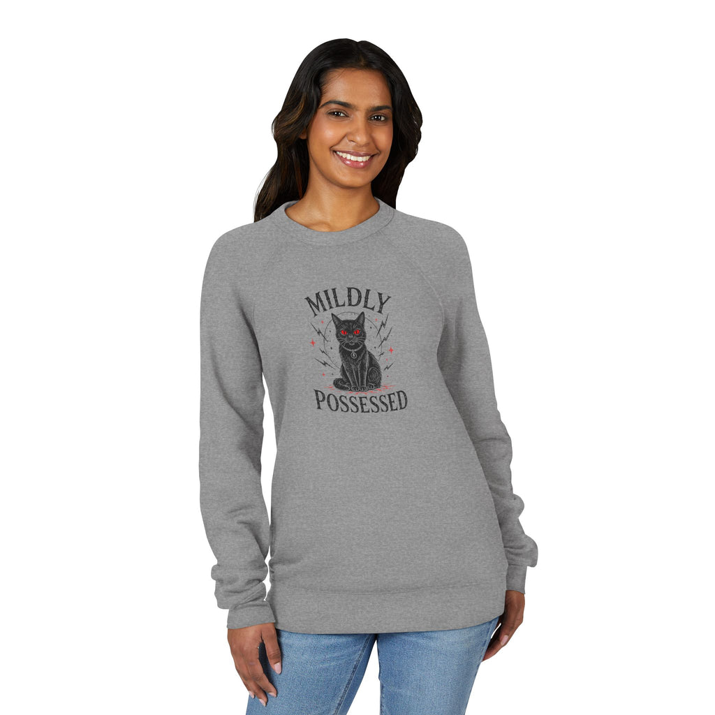 Mildly Possessed Black Cat Raglan Sweatshirt