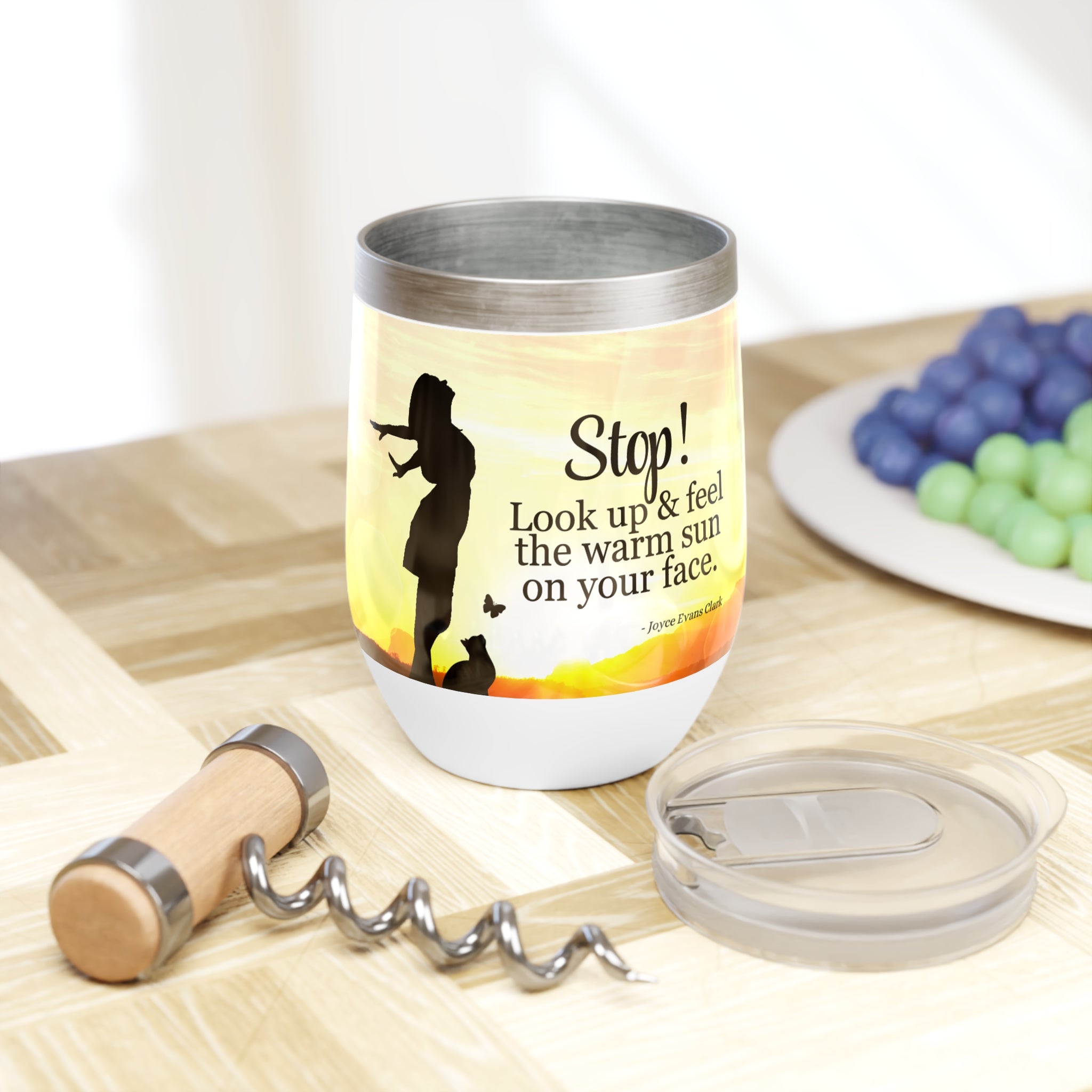 Photo depicting the ​Look Up Chill Wine Tumbler from EpiAl's Shop.