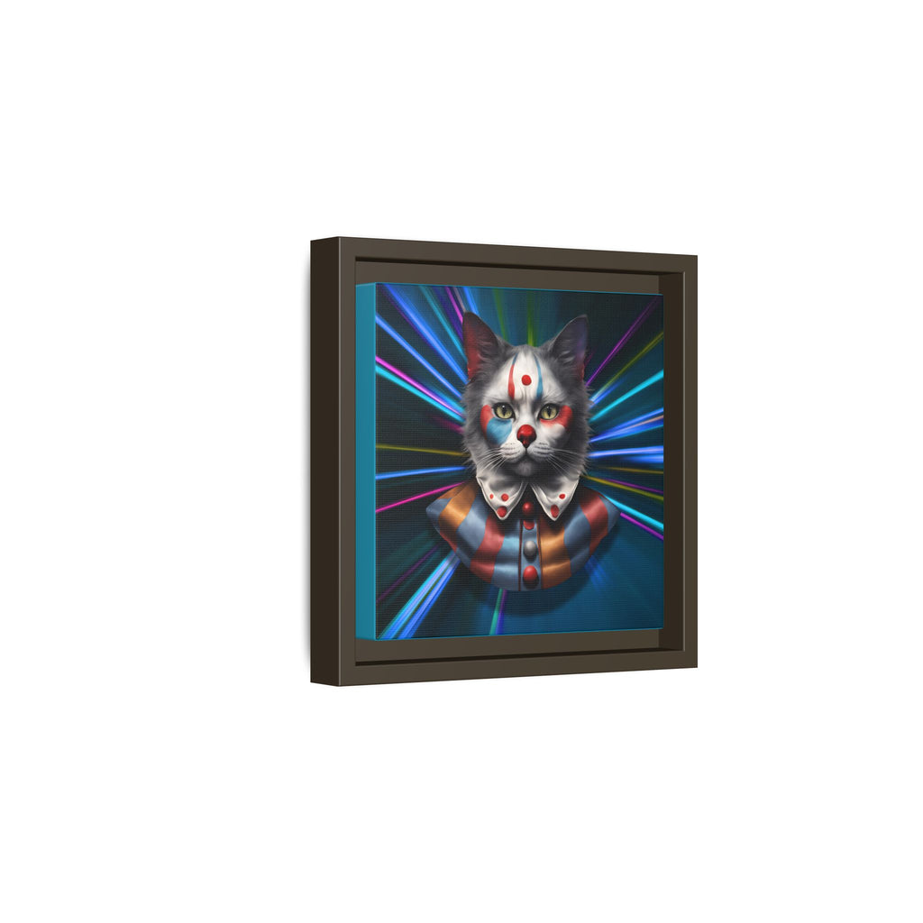 Colorful Cat Clown Framed Canvas Art – Quirky Home Decor for Pet Lovers