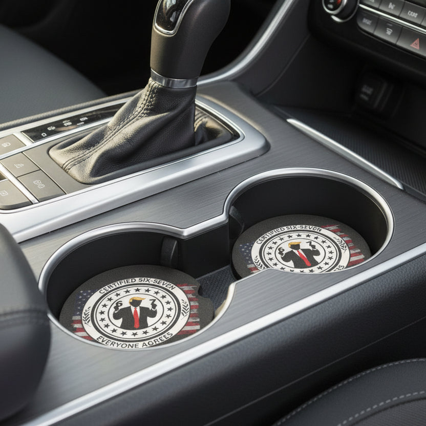 Certified Six-Seven Soapstone Car Coaster – Political Parody Cup Holder Coaster