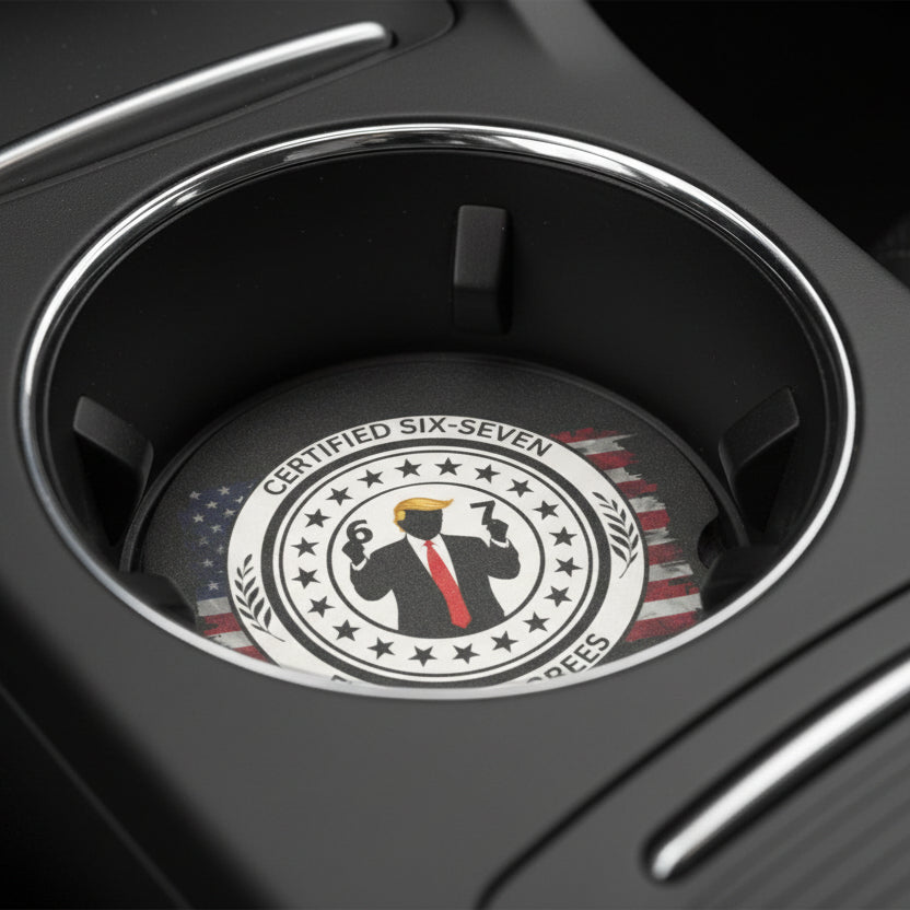 Certified Six-Seven Soapstone Car Coaster – Political Parody Cup Holder Coaster
