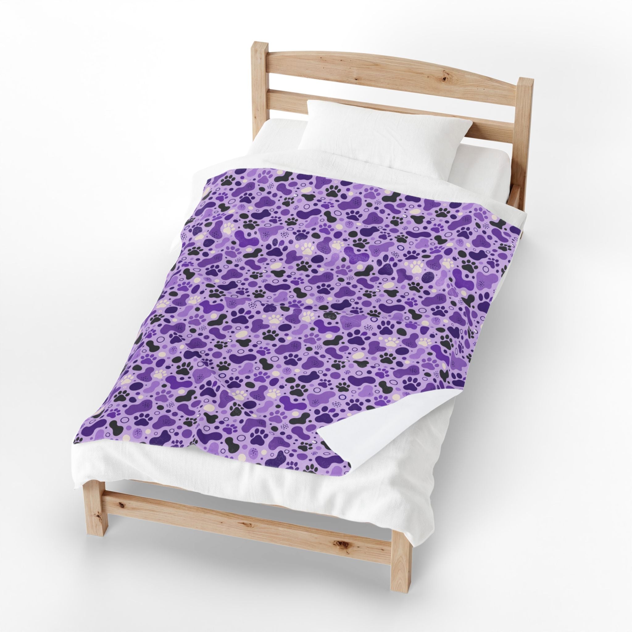 Purple Paw Print Plush Blanket | Cat & Dog Lover Cozy Throw Blanket