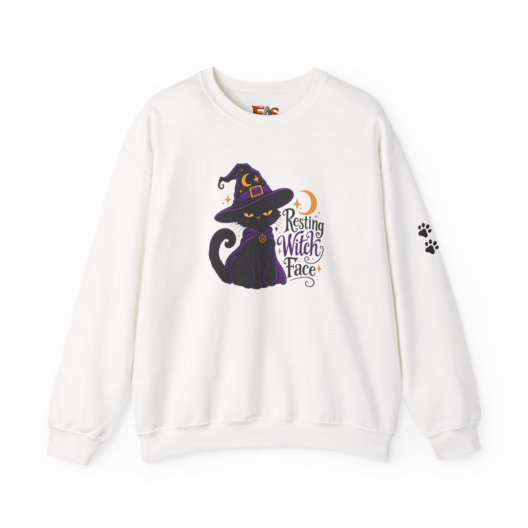 Resting Witch Face Cat Sweatshirt | Halloween Witch Cat Crewneck