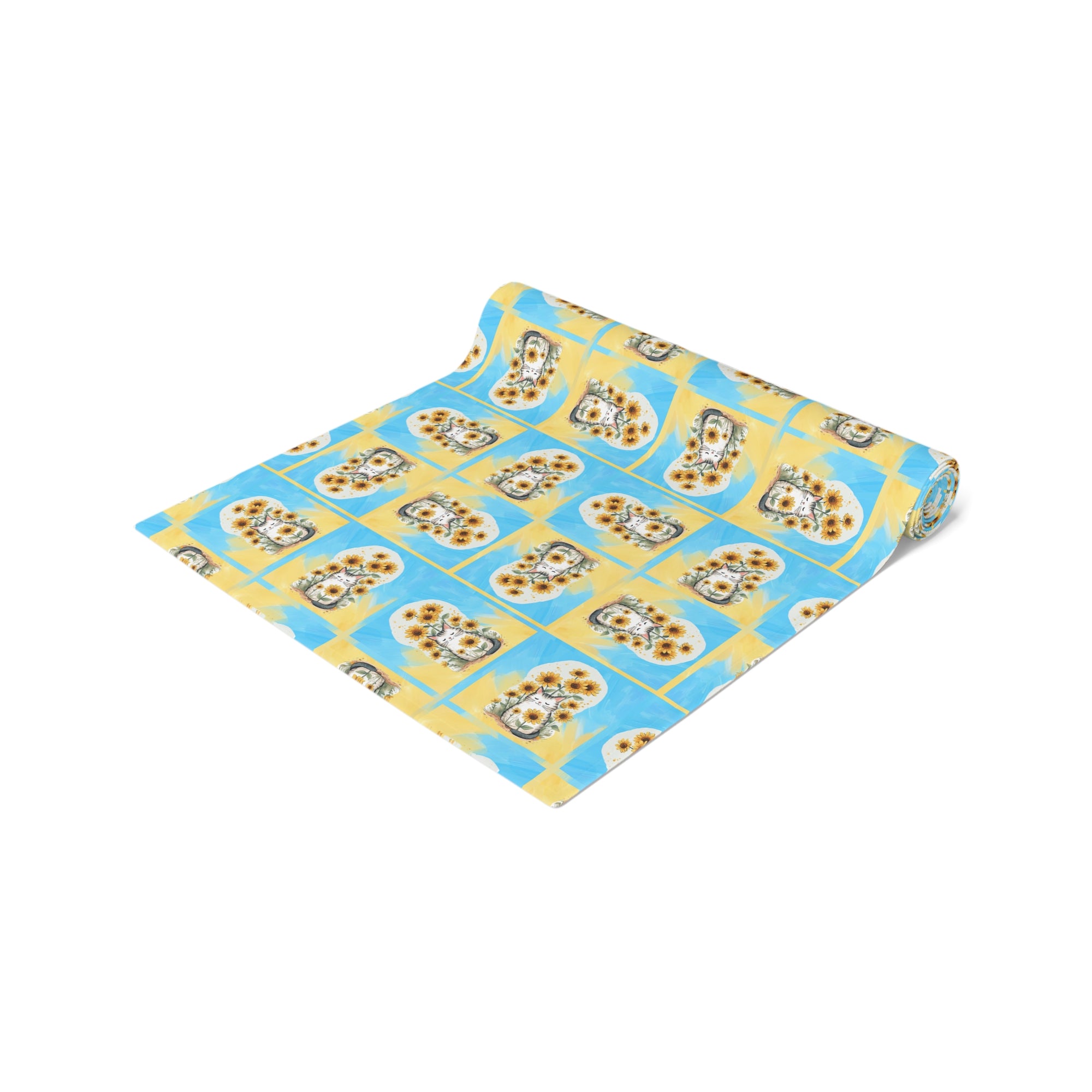 Whimsical Sunflower Kitty Table Runner