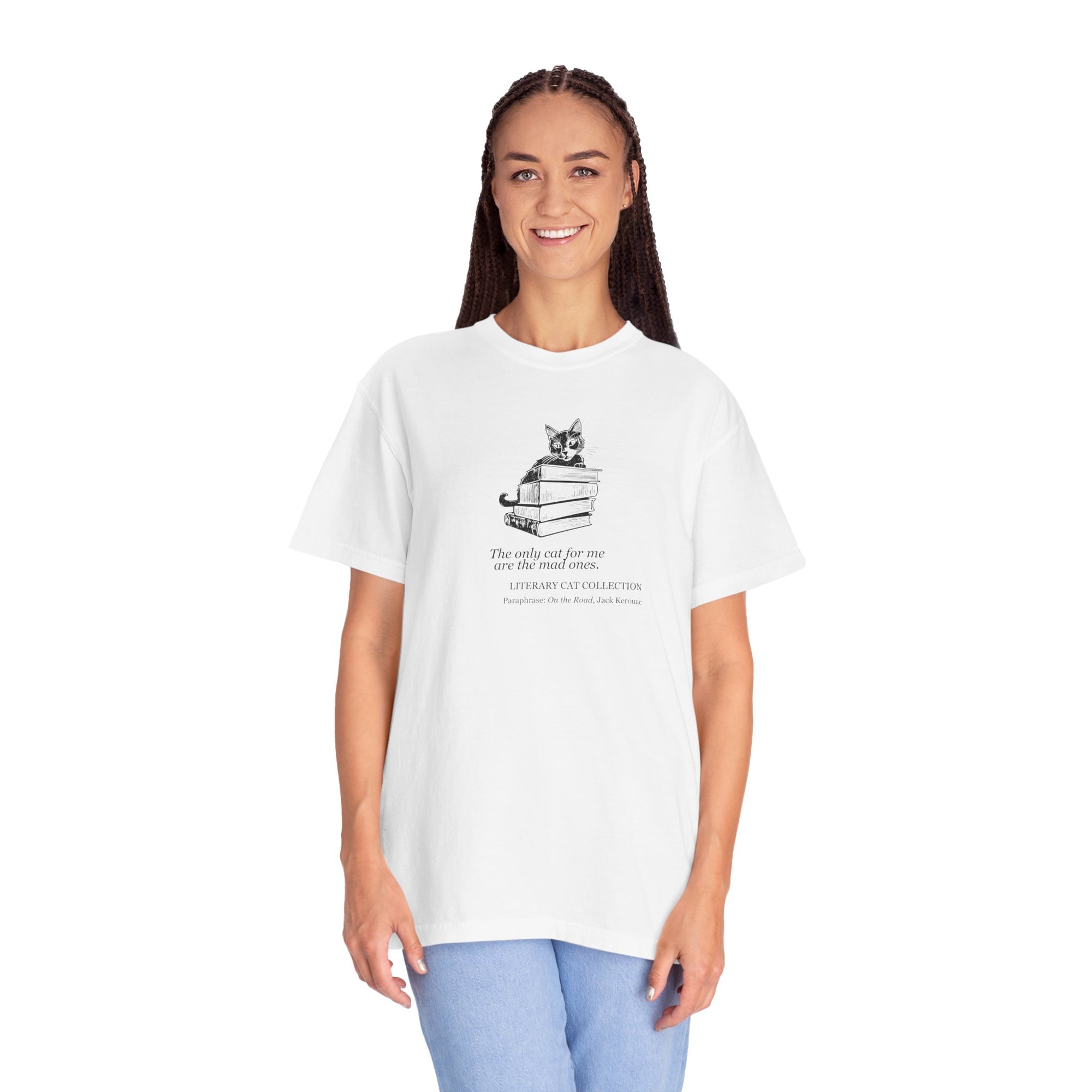Literary Cat Unisex T-Shirt - On the Road