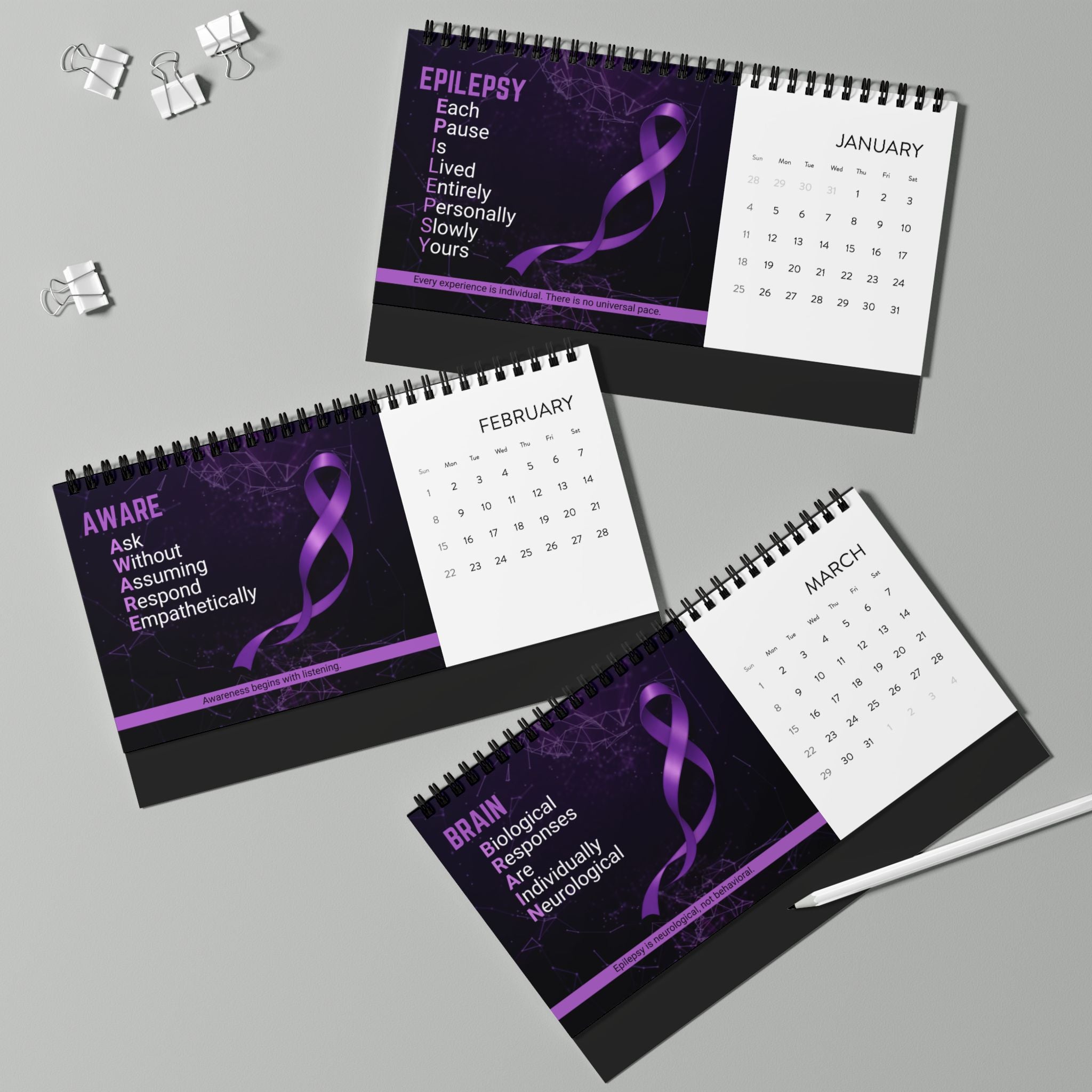 What the Letters Hold – 2026 Epilepsy Awareness Desk Calendar