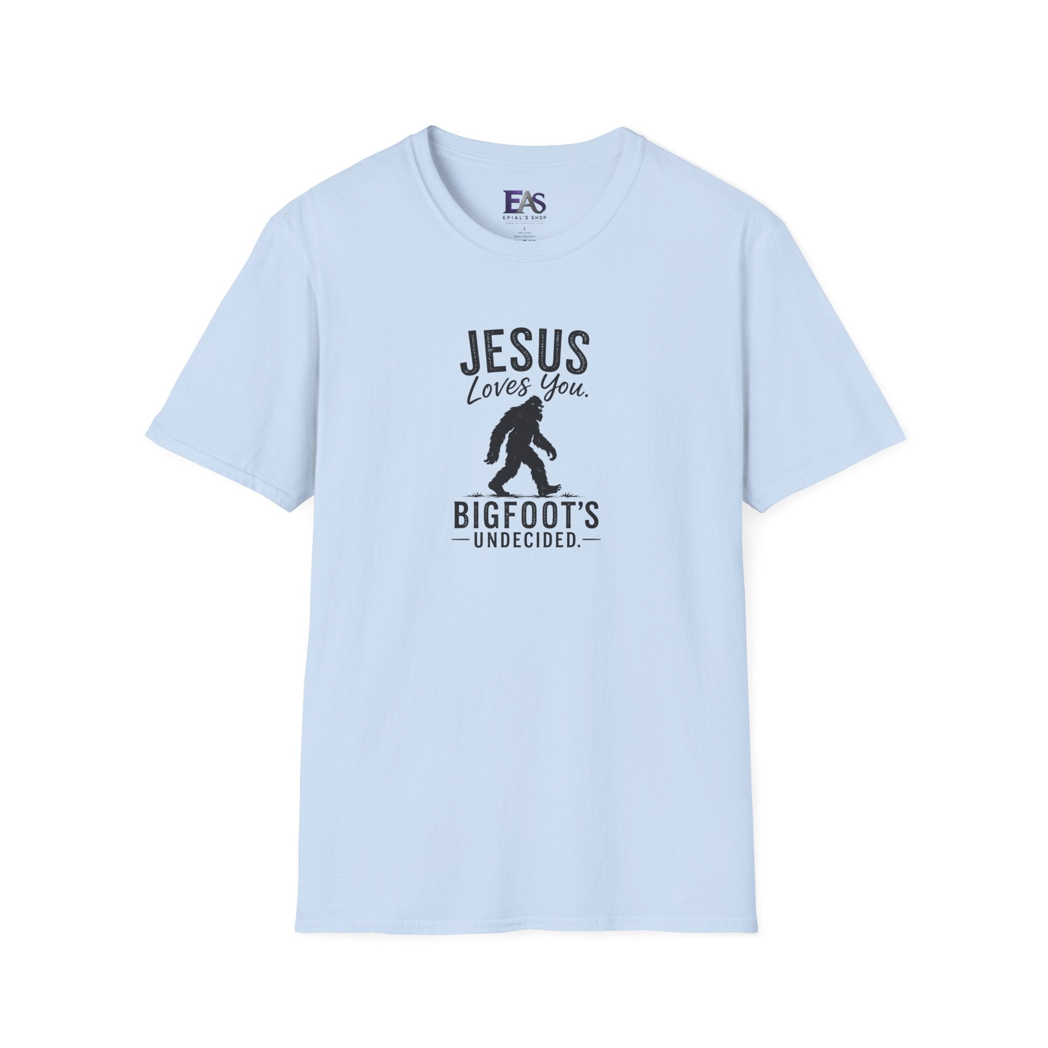 Jesus Loves You, Bigfoot’s Undecided T-Shirt | Funny Christian Sasquatch Tee