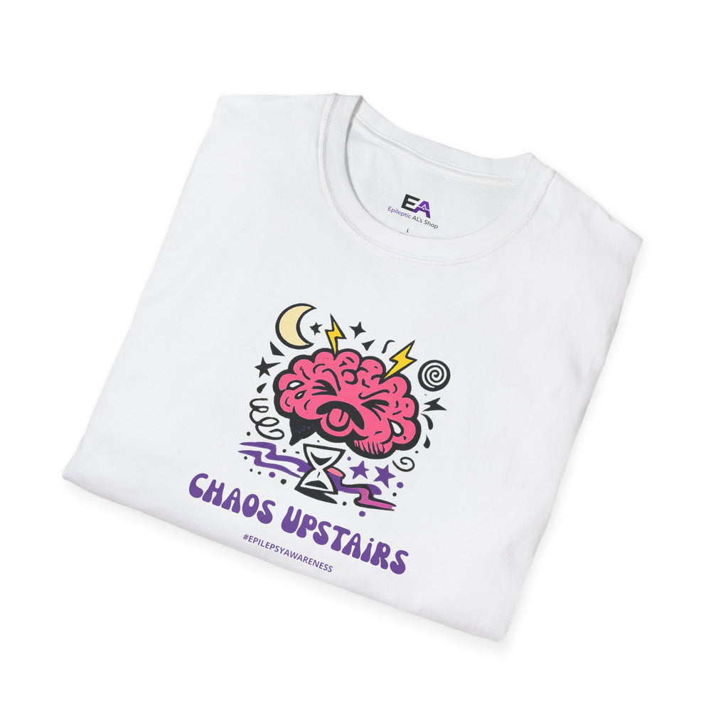 Chaos Upstairs Epilepsy Awareness T-Shirt | Funny Neurostrong Brain Graphic Tee