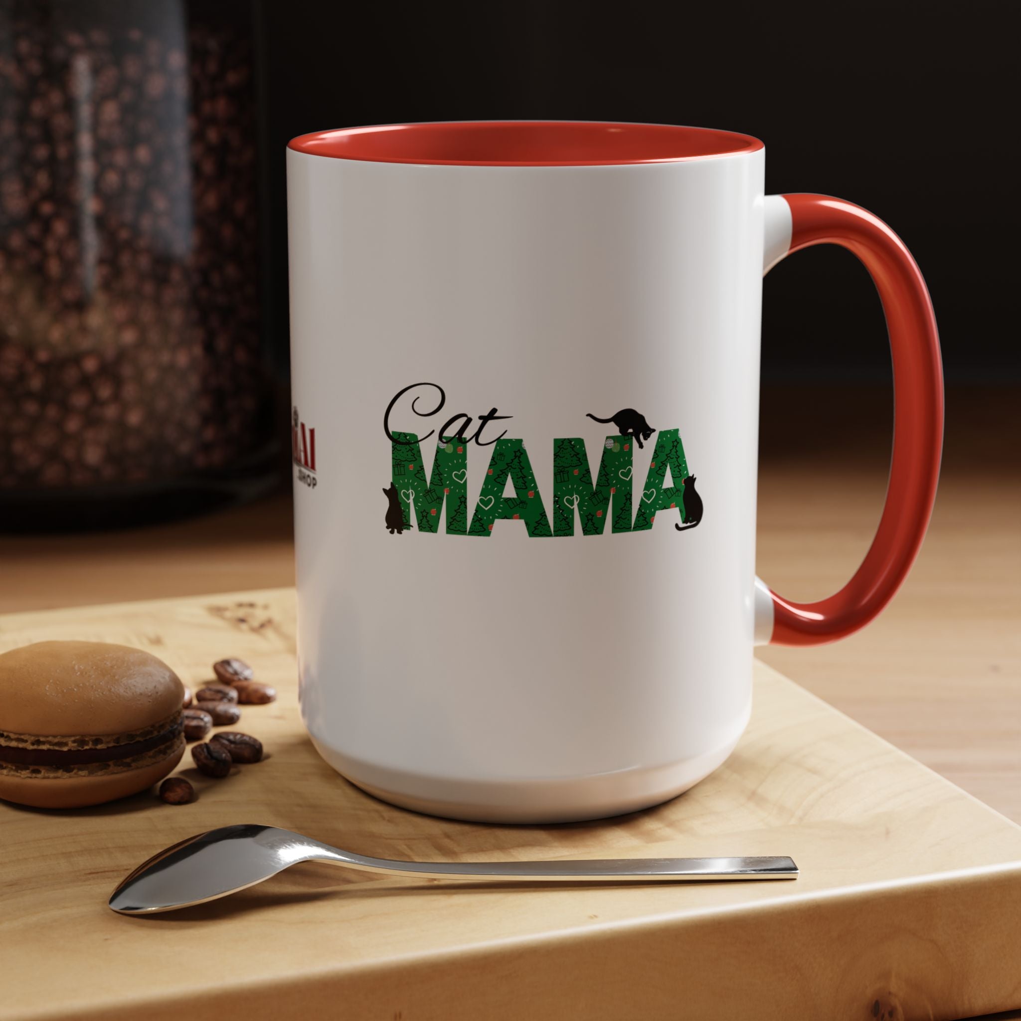 Photo depicting the ​Christmas Cat Mama Accent Coffee Mug (11, 15oz) from EpiAl's Shop.